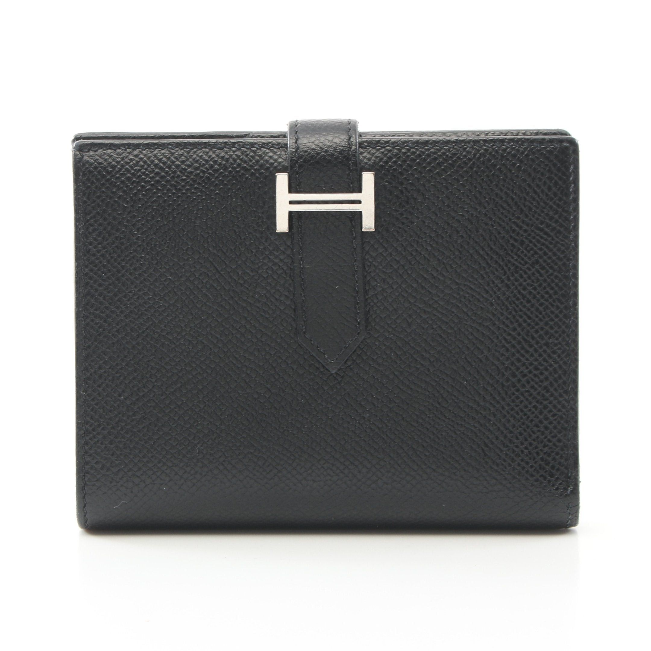 Hermes Hermes Bearn Compact Bi-Fold Wallet Veau Epsom Black Silver Hardware Y Stamp Size ONE SIZE - 1 Thumbnail