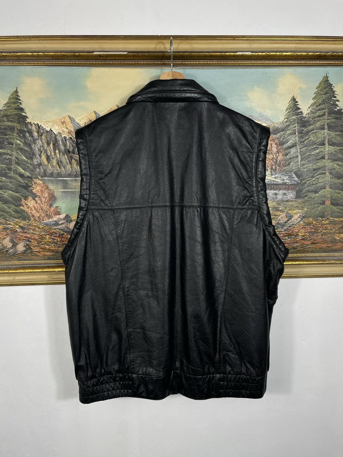 Vintage Black Retro 90s Genuine Real Leater Vest Punk Rock Motocycle Size US XL / EU 56 / 4 - 8 Thumbnail