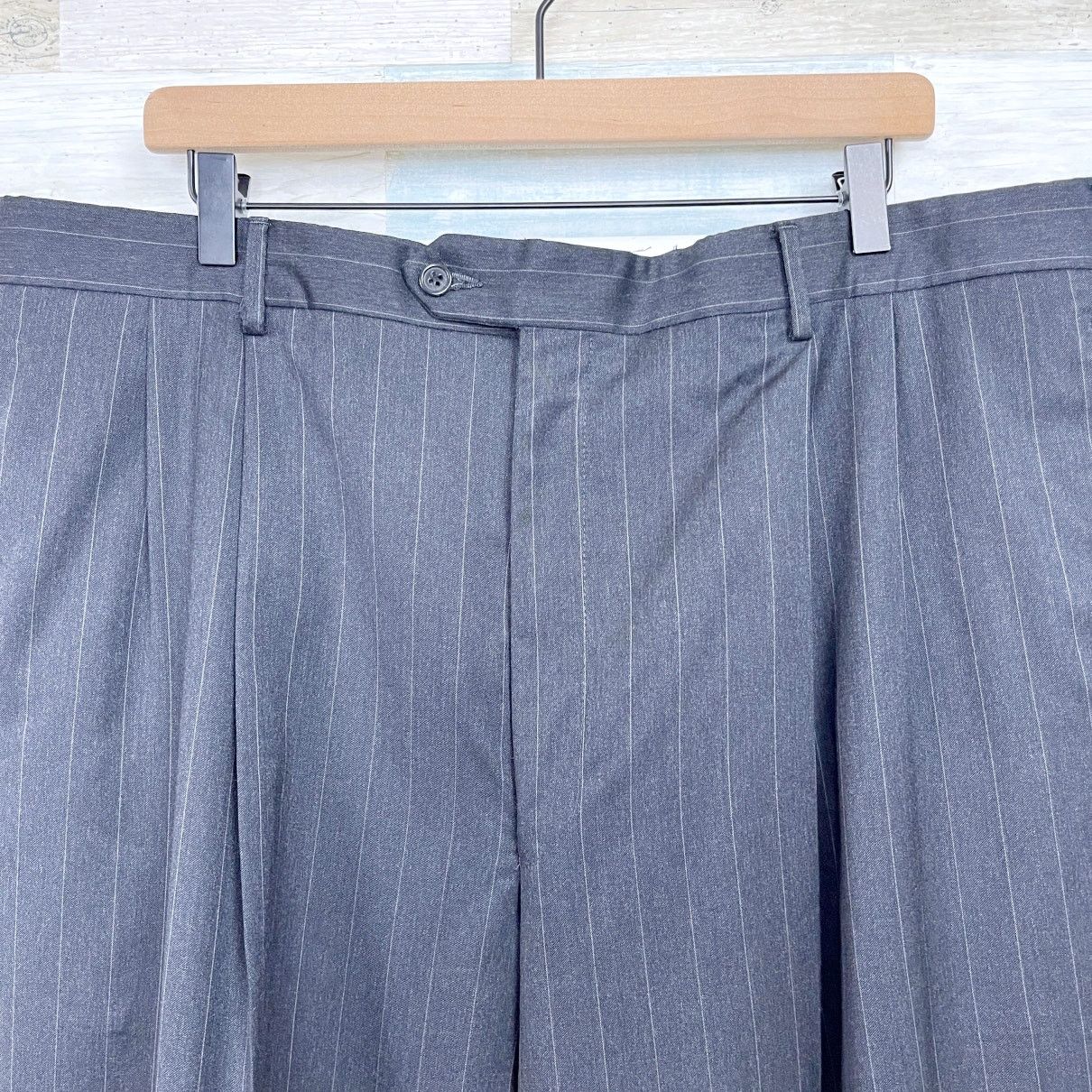Jos. A. Bank Jos A Bank Wool Suit Gray Striped Mens 46 XL 40x32 Size 46L - 10 Thumbnail