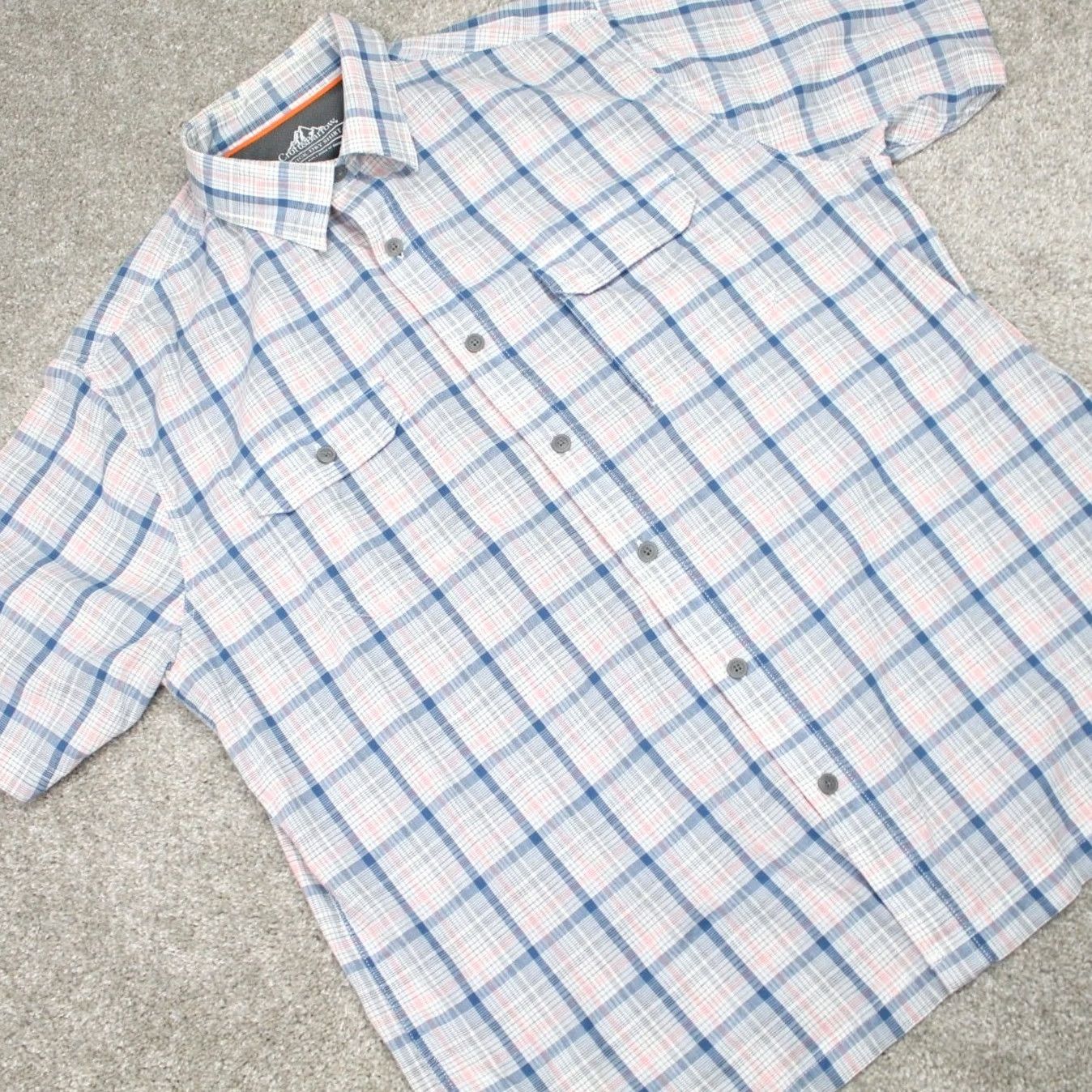 Croft & Barrow Croft & Barrow Shirt Mens Large Blue/Pink/White Quick-Dry Cotton Stretch S/S Plaid Button-Up Casual/Workwear Size US L / EU 52-54 / 3 - 5 Thumbnail