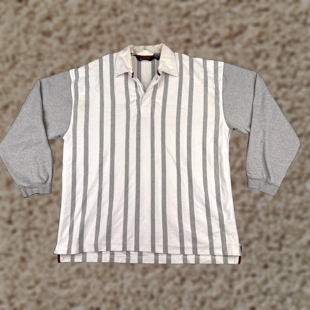 Eddie Bauer VINTAGE Eddie Bauer Polo Shirt Men XL Gray Stripe Long Sleeve Cotton Size US XL / EU 56 / 4 - 1 Thumbnail