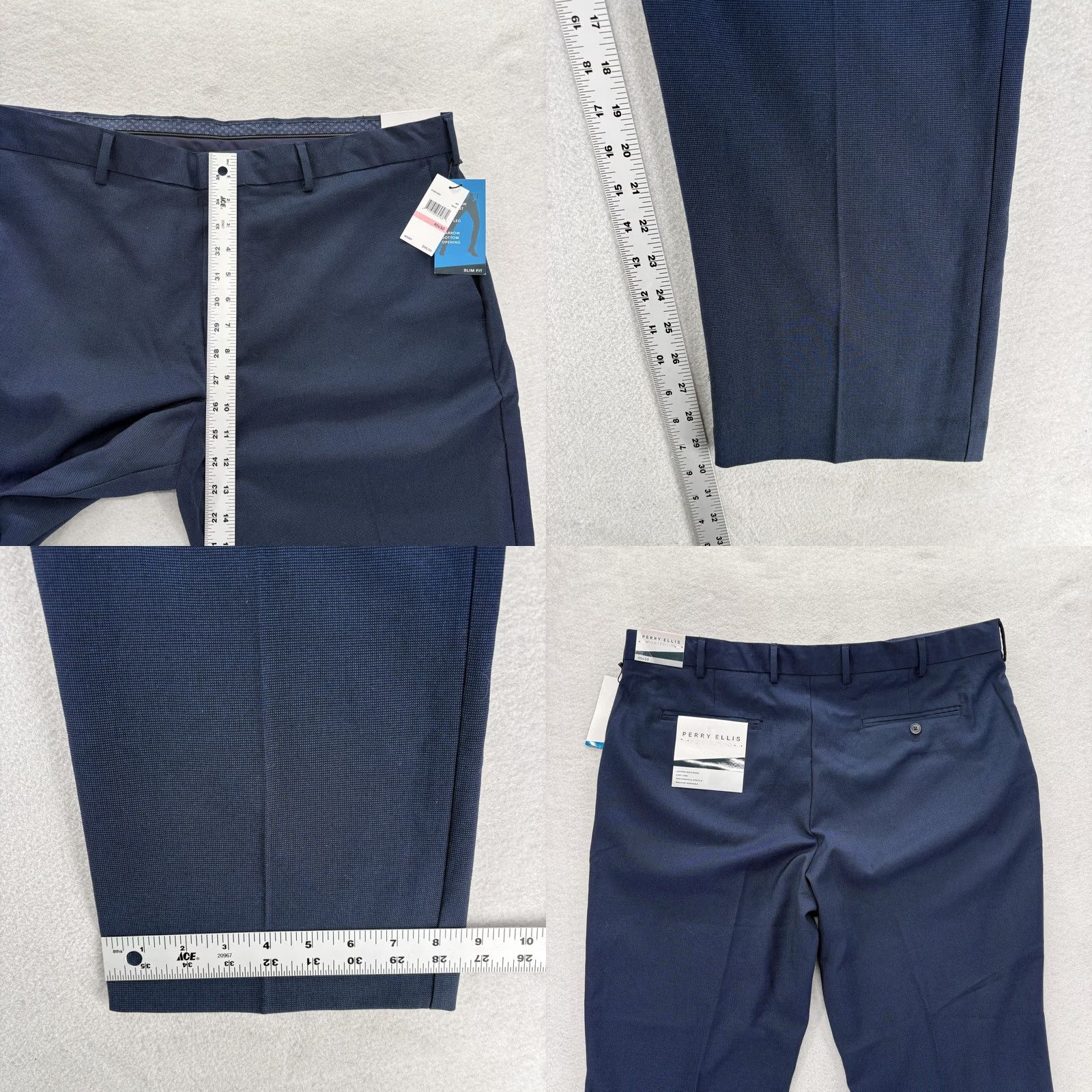 Perry Ellis Perry Ellis Portfolio Dress Pants Mens 40x30 Navy Slim Fit Stretch Workwear NWT Size US 40 / EU 56 - 8 Thumbnail