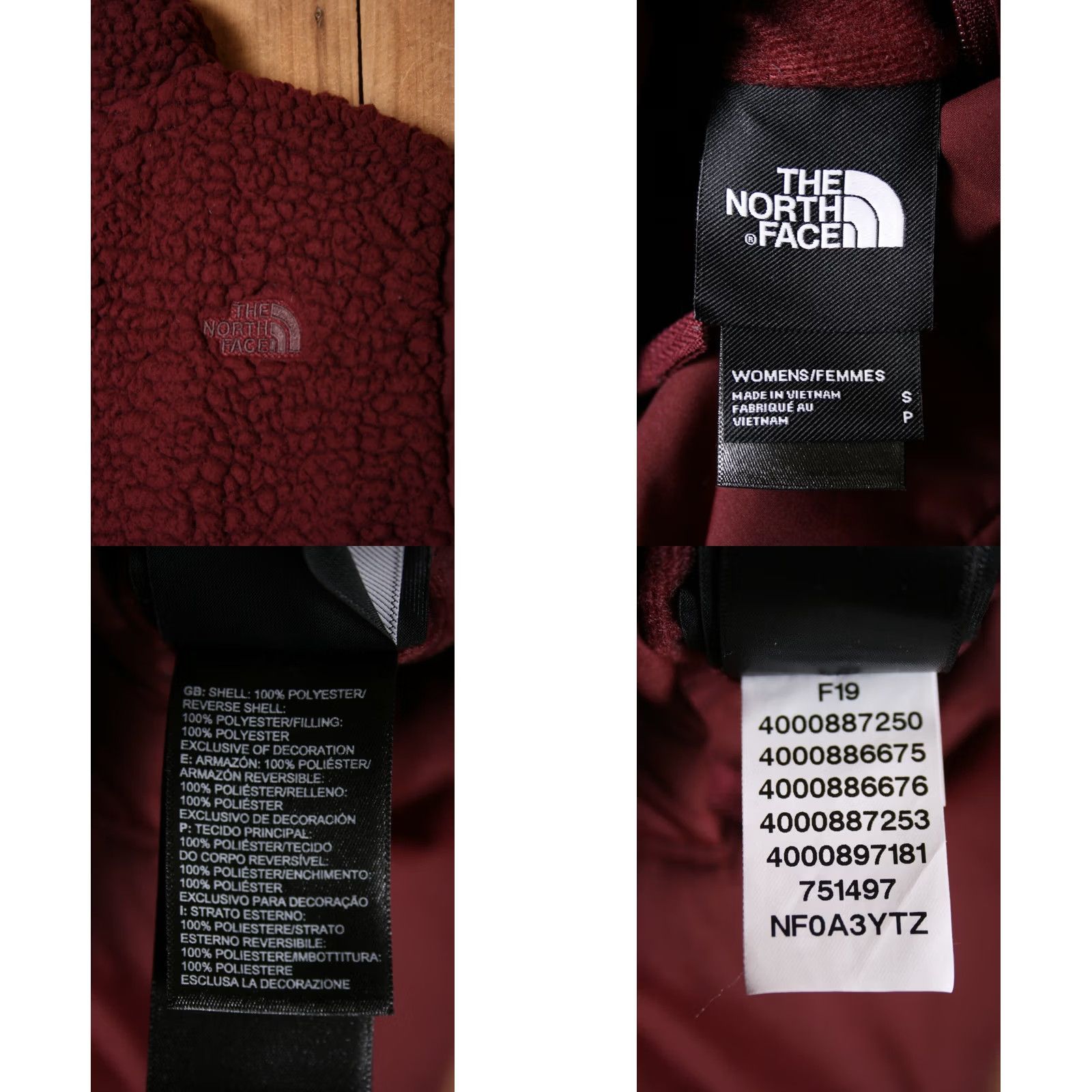 The North Face THE NORTH FACE Jacket Womens Sz. S Maroon Sherpa Lined Black Color Zip Exterior Polyester Basic Jacket Mens Womens Girls N/A Size S / US 4 / IT 40 - 9 Thumbnail