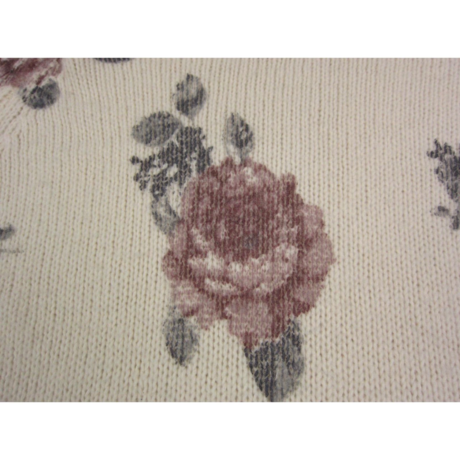 Lucky Brand Lucky Brand Sweater Womens M Pullover Crew Neck Knit Floral Beige Cotton City Classic Winter Autumn Size M / US 6-8 / IT 42-44 - 4 Thumbnail