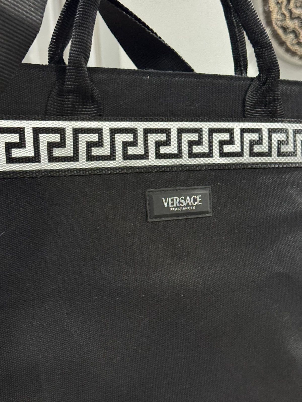 Versace Versace Fragrances Greek Key Tote Bag – Canvas Shoulder Bag Size ONE SIZE - 7 Thumbnail