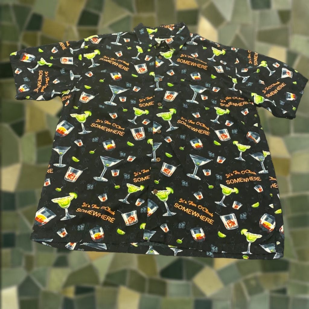 Big Dogs VINTAGE Big Dogs Button-Up Shirt Mens XL Black Cocktail Pattern 90s Theme Party Beach Casual Mens XL Black Cocktails Shirt Size US XL / EU 56 / 4 - 1 Thumbnail