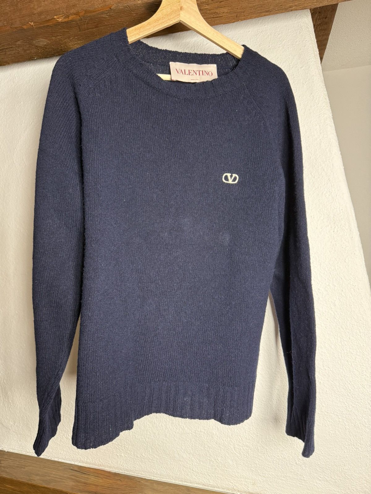 Valentino Valentino Wool Knit Sweater Navy Size US L / EU 52-54 / 3 - 1 Thumbnail