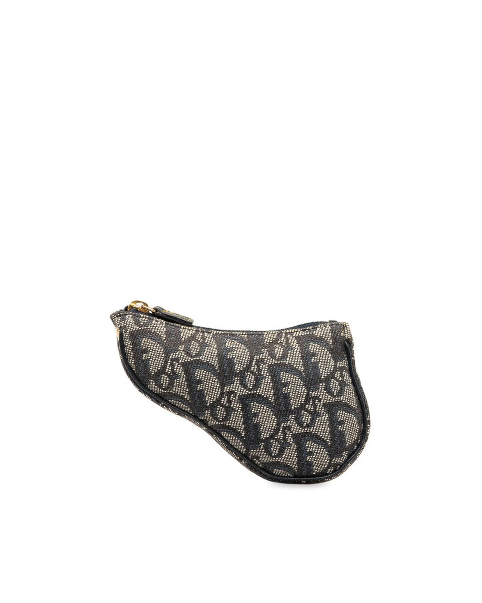 image of Black Dior Oblique Canvas Coin Purse Wallet In Excellent Condition, Women's