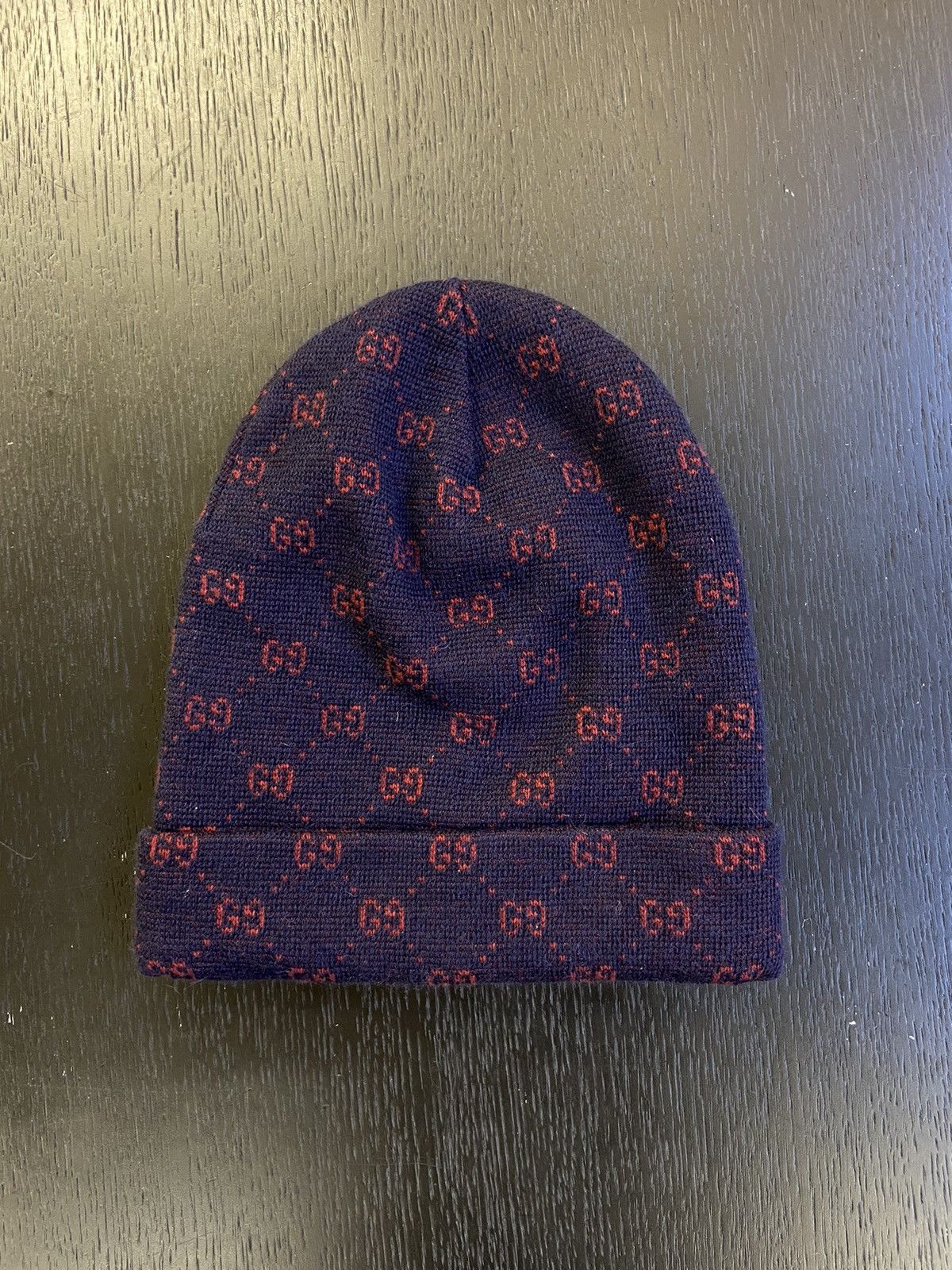 image of Gucci Wool Monogram Beanie, Men's