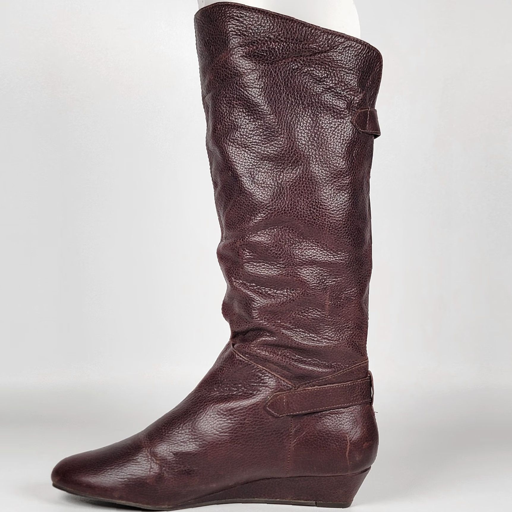 Vintage VINTAGE Cathy Jean Leather Riding Boots Knee High Boots Women US Size 9 Brown Round Toe Zip Wedge Heel 16" Shaft Made in Brazil Size 30" / US 8 / IT 44 - 4 Thumbnail