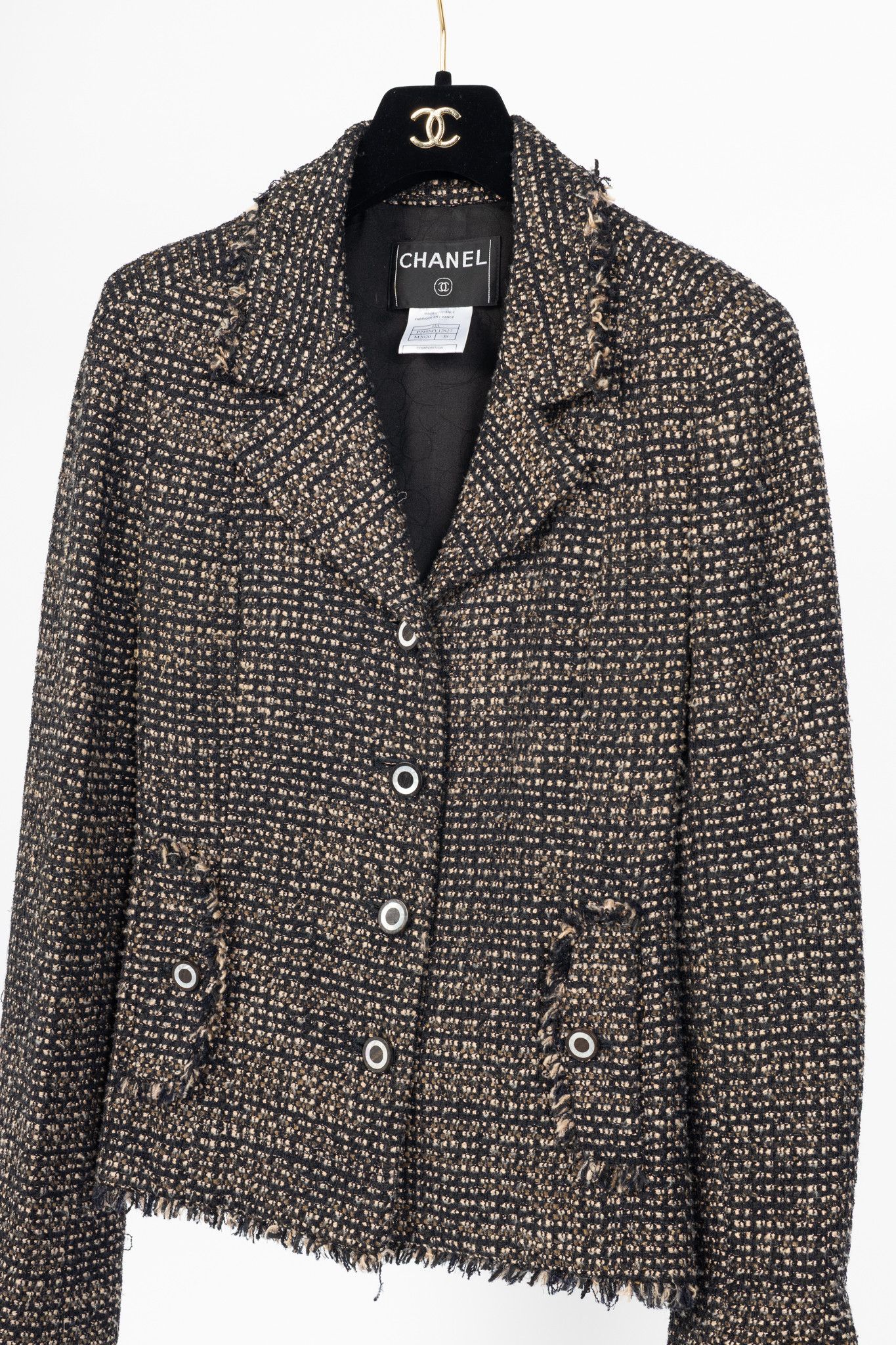 Chanel Chanel 03A Brown Wool-Blend Tweed Buttoned Blazer Size S / US 4 / IT 40 - 3 Thumbnail