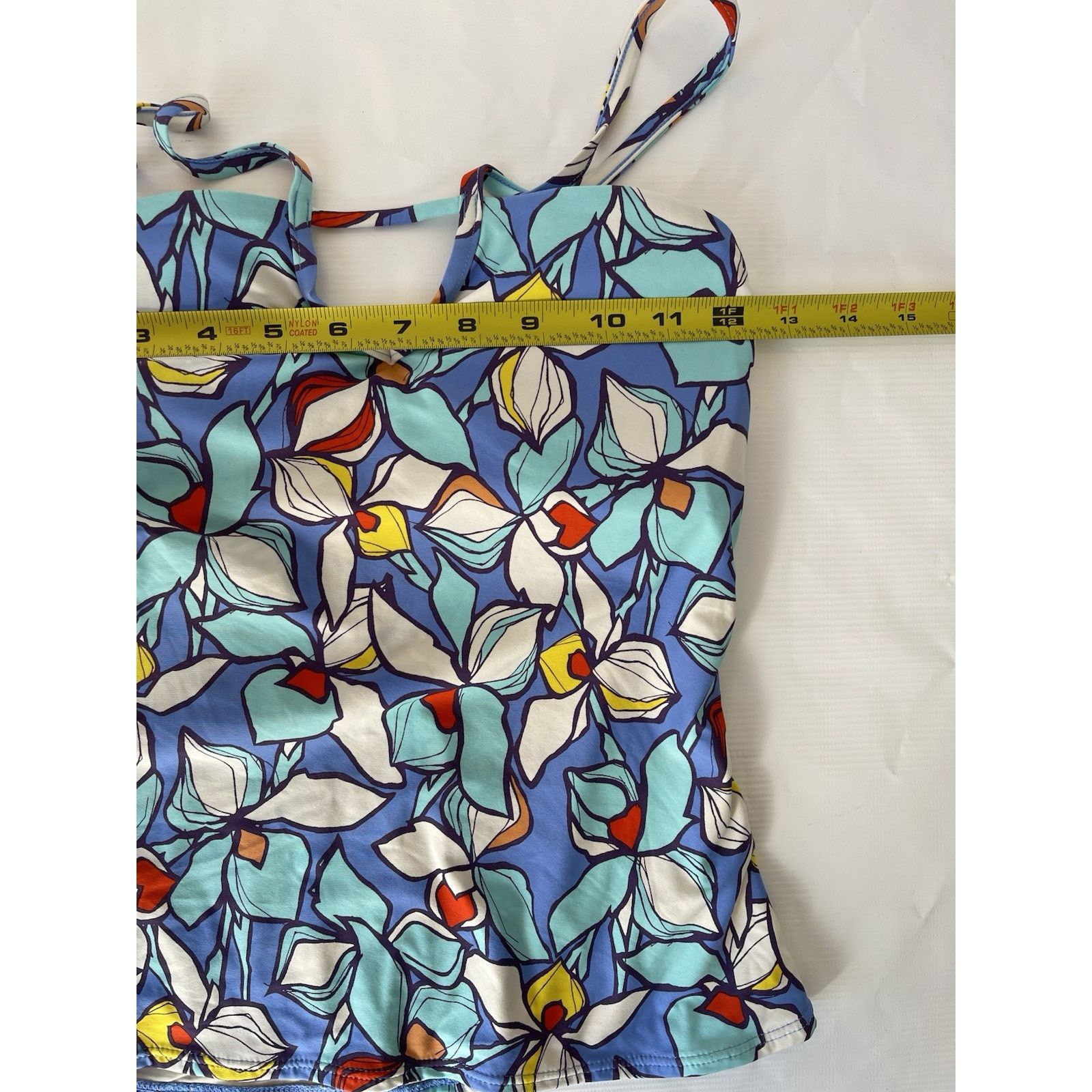 Anthropologie Anthropologie Tankini Swim Allihop Blue Floral V Strap Sz S Size ONE SIZE - 7 Thumbnail