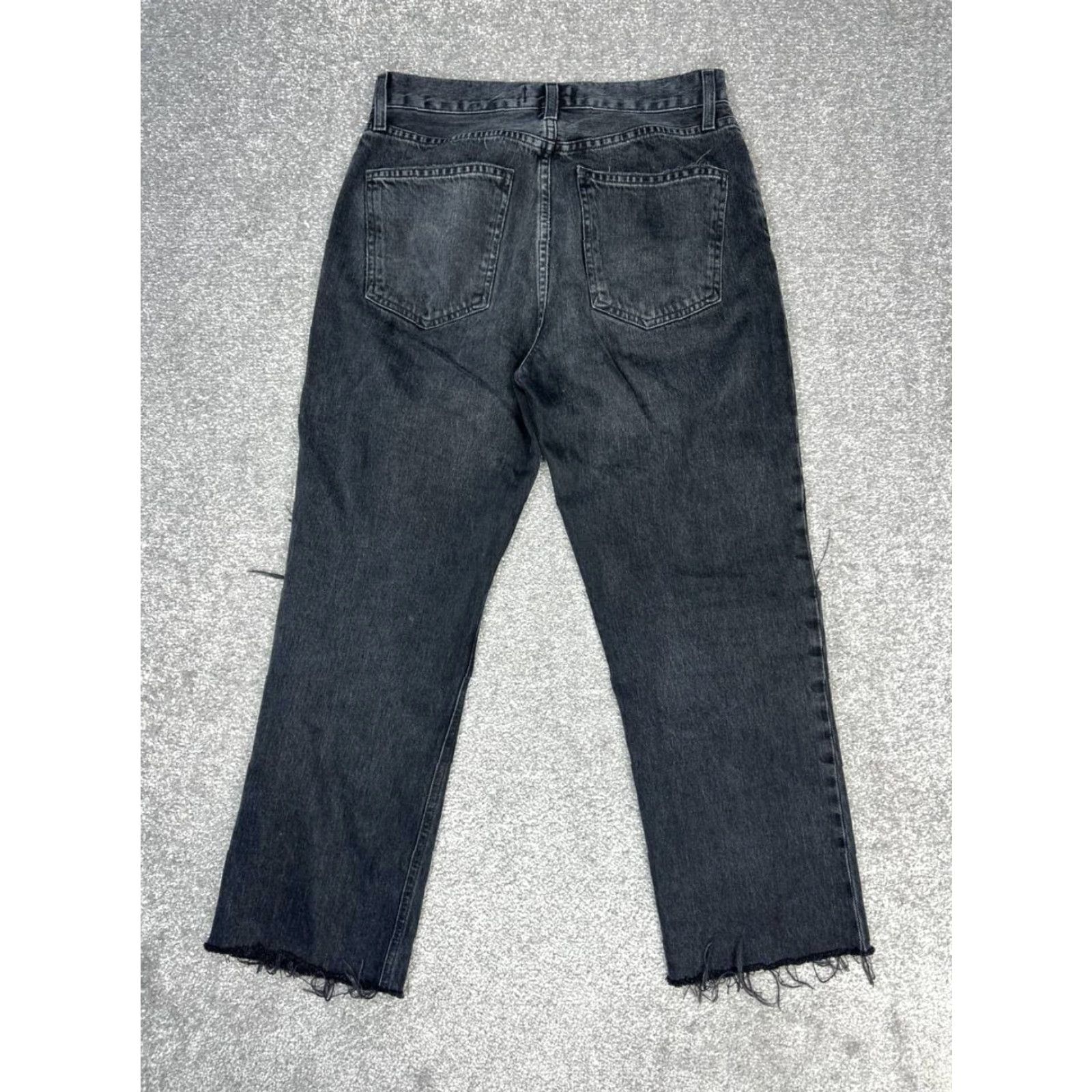 Agolde AGOLDE Lana Jeans Women 27 Black Cotton Distressed Fringe Hem Straight Leg 30x24 Size 27" / US 4 / IT 40 - 2 Thumbnail