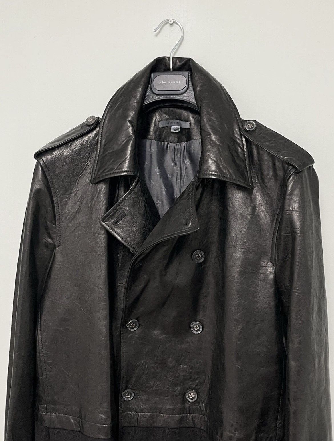 John Varvatos Contrast leather Trench Coat Size EU50 USA 40. Size US M / EU 48-50 / 2 - 9 Thumbnail