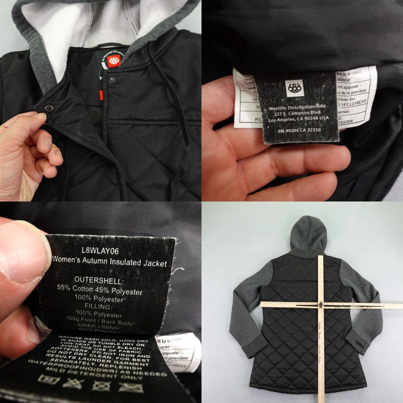 686 VINTAGE 686 Jacket Womens Small Black InfiDry 1K Thermal Warmer Diamond Quilted Coat Size S / US 4 / IT 40 - 8 Thumbnail