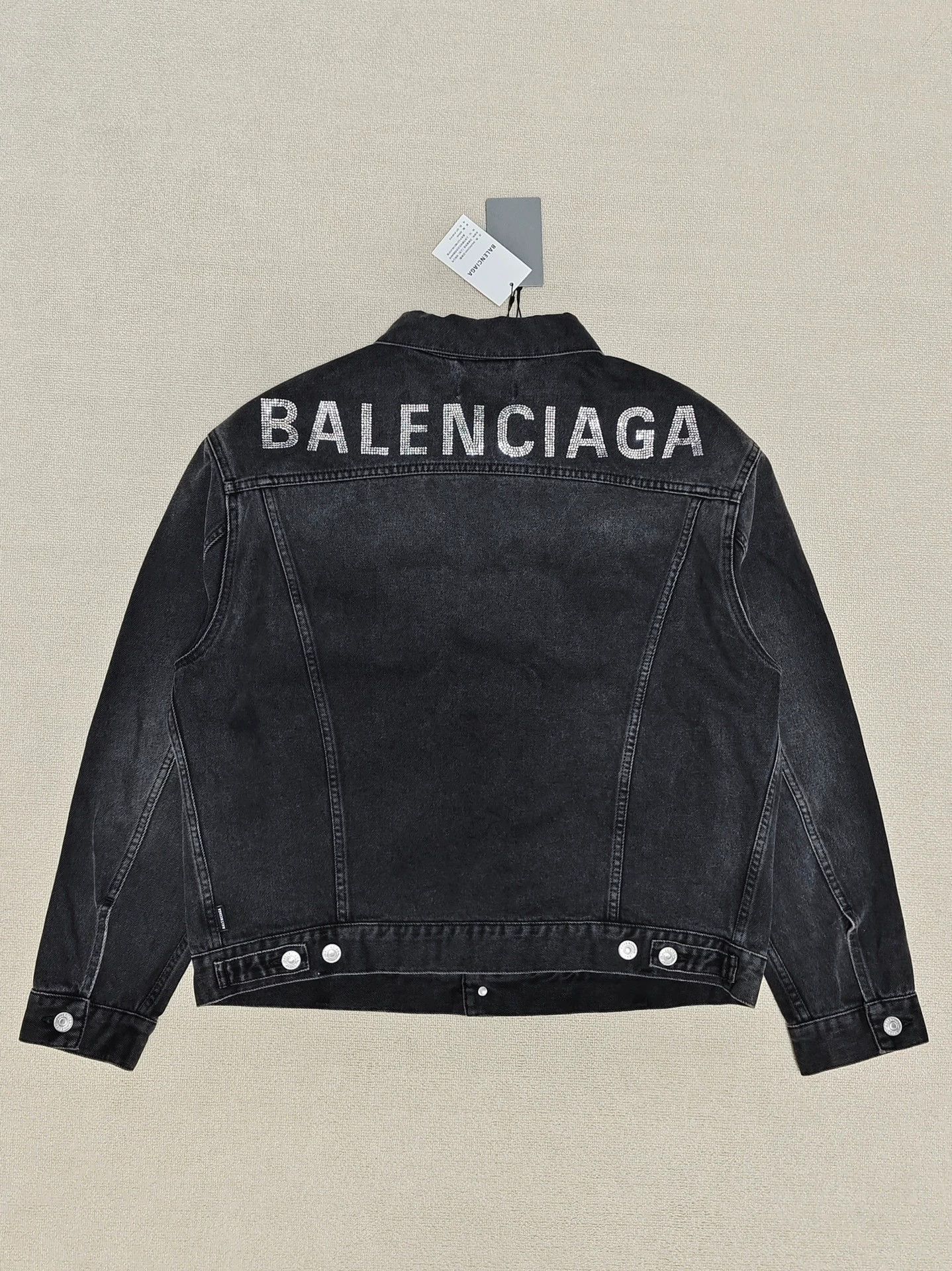 Balenciaga Balenciaga rhinestone logo washed and worn denim jacket Size US XS / EU 42 / 0 - 1 Thumbnail