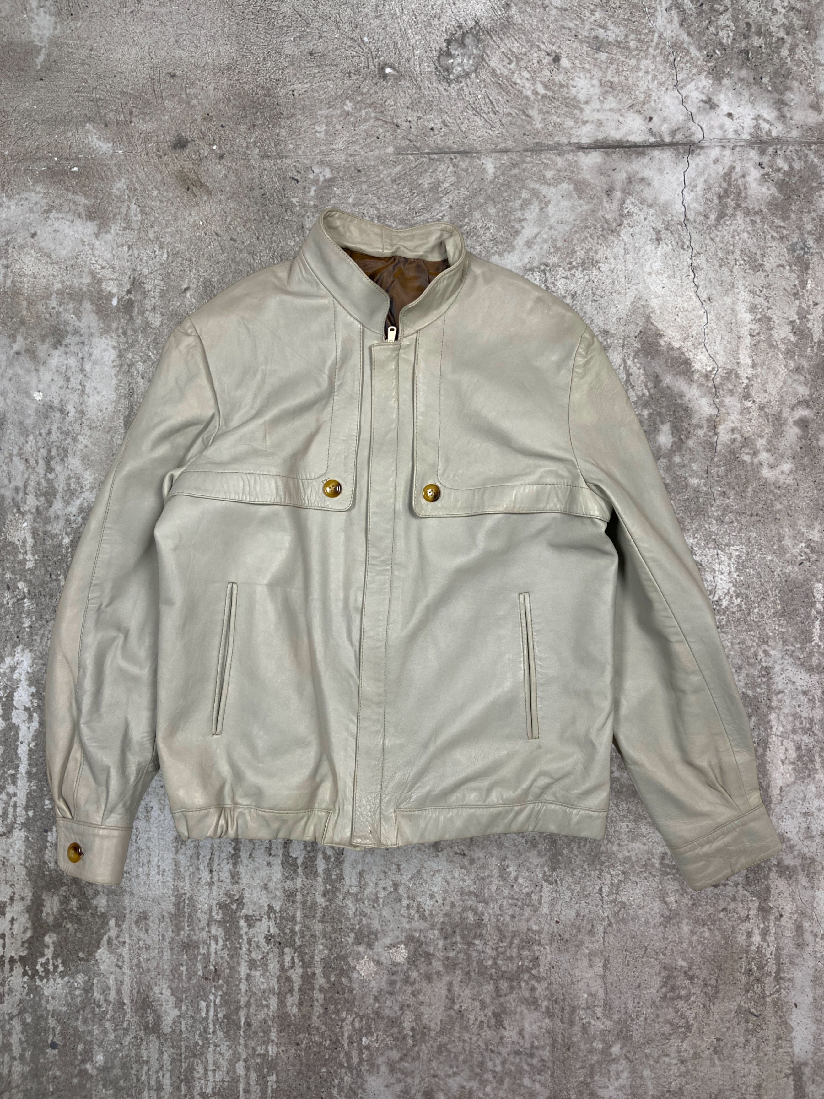 Vintage 1990s VINTAGE MINIMALISTIC ARCHIVE LEATHER JACKET - № 2102 Size US M / EU 48-50 / 2 - 1 Thumbnail