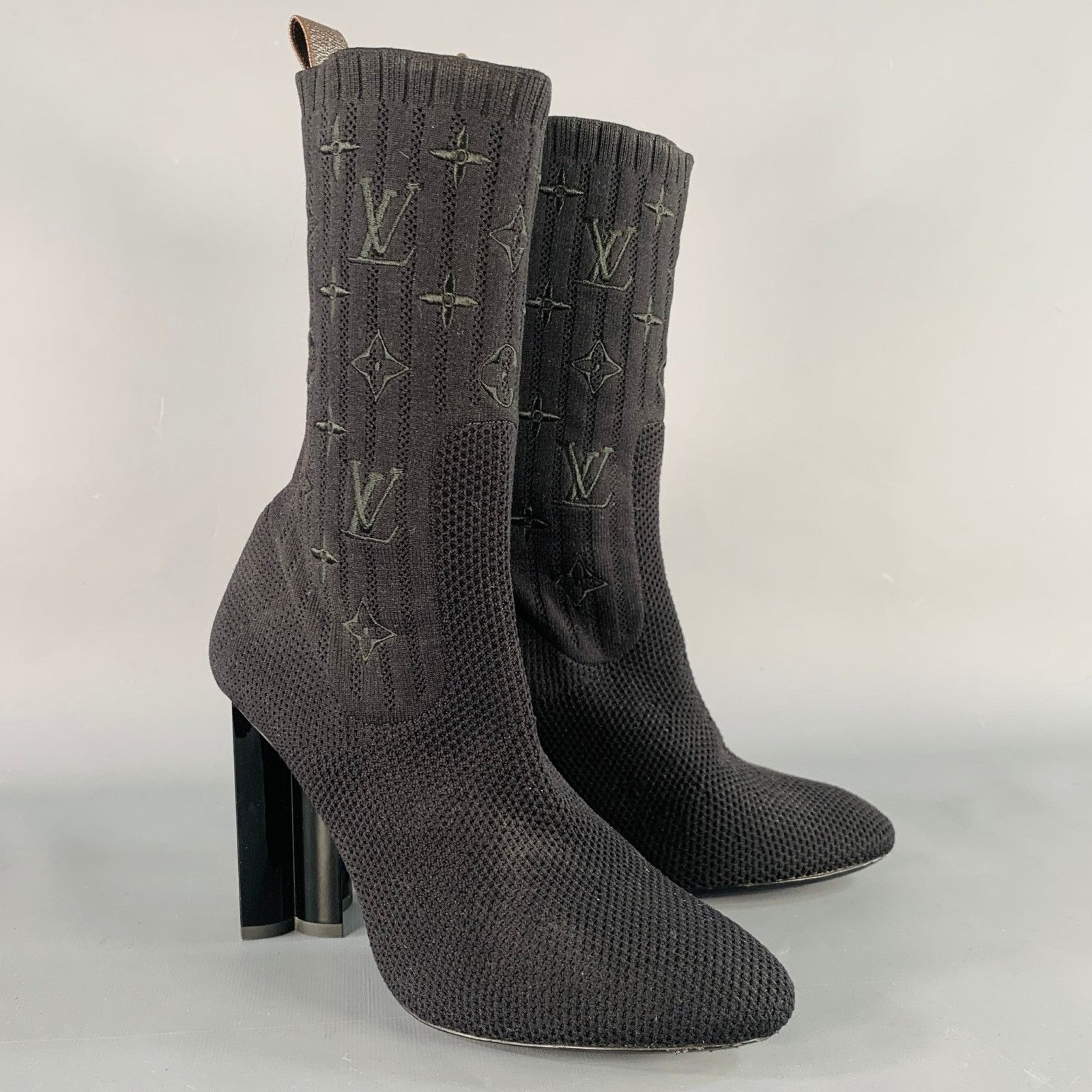 Louis Vuitton Black Nylon Knit Monogram Chunky Heel Sock Boots Size US 9 / IT 39 - 1 Thumbnail
