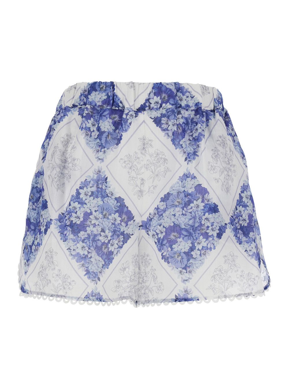 TWINSET Multicolor 'Floral' Shorts - Shorts with All-Over Floral Geometric Print and Scalloped Hem in Ramie - Ramie - Women Size 28" / US 6 / IT 42 - 1 Thumbnail