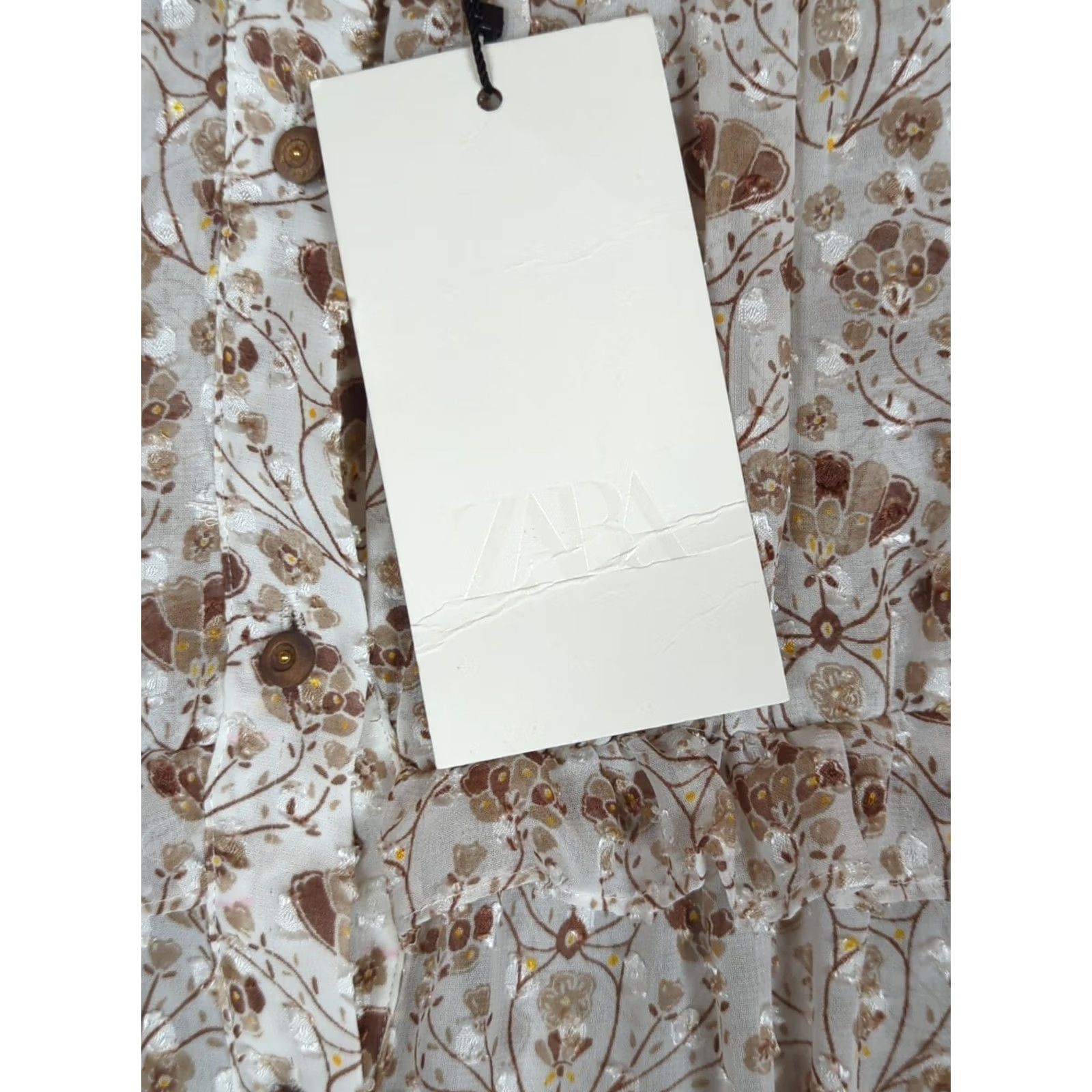 Zara Zara Blouse Shirt Brown Floral Sz S Peasant Prairie Cottagecore Feminine Dainty Size S / US 4 / IT 40 - 7 Thumbnail