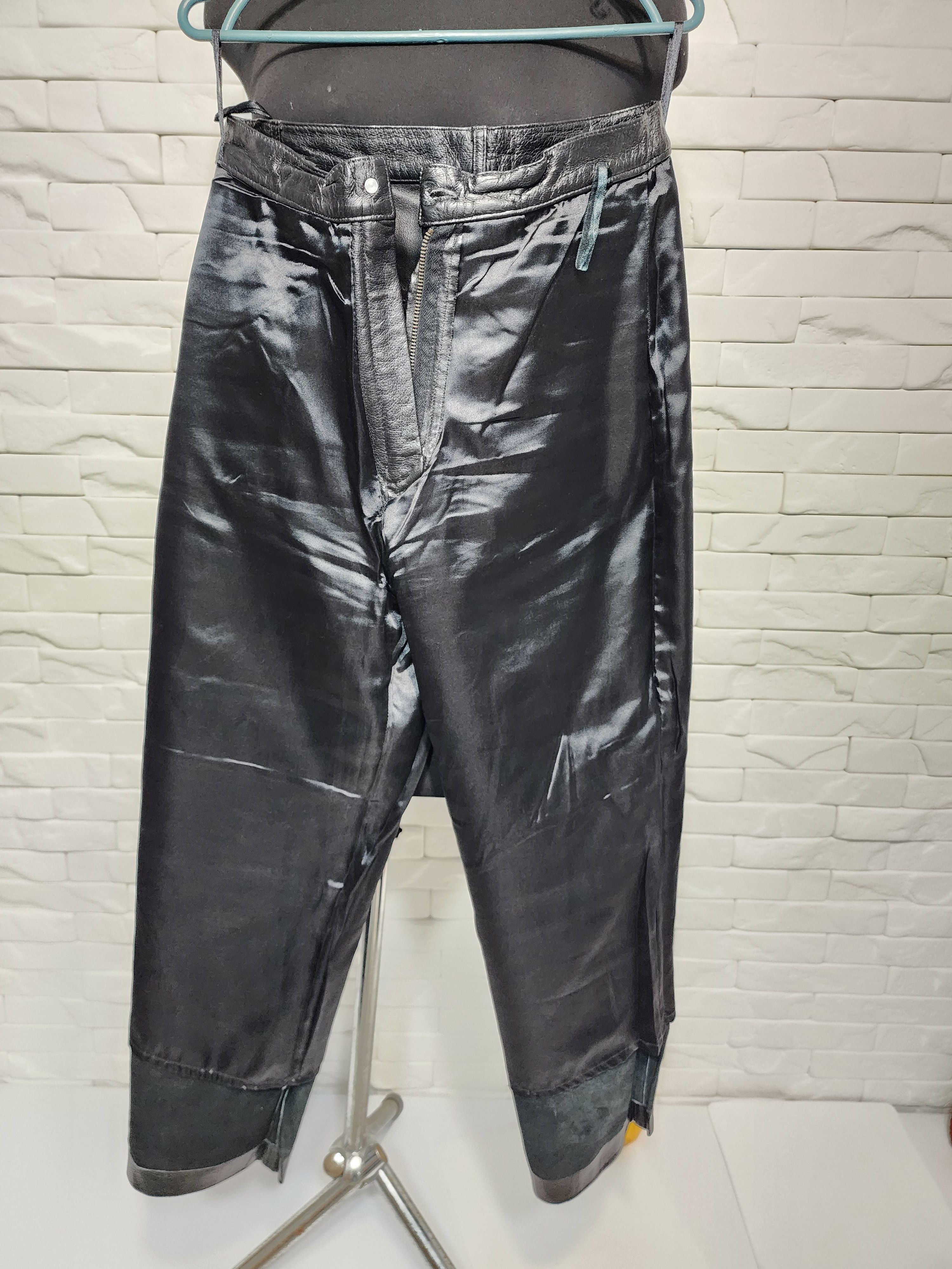 Genuine Leather Black Leather Pants: Elegant High Waist Trousers Size 30" / US 8 / IT 44 - 8 Thumbnail