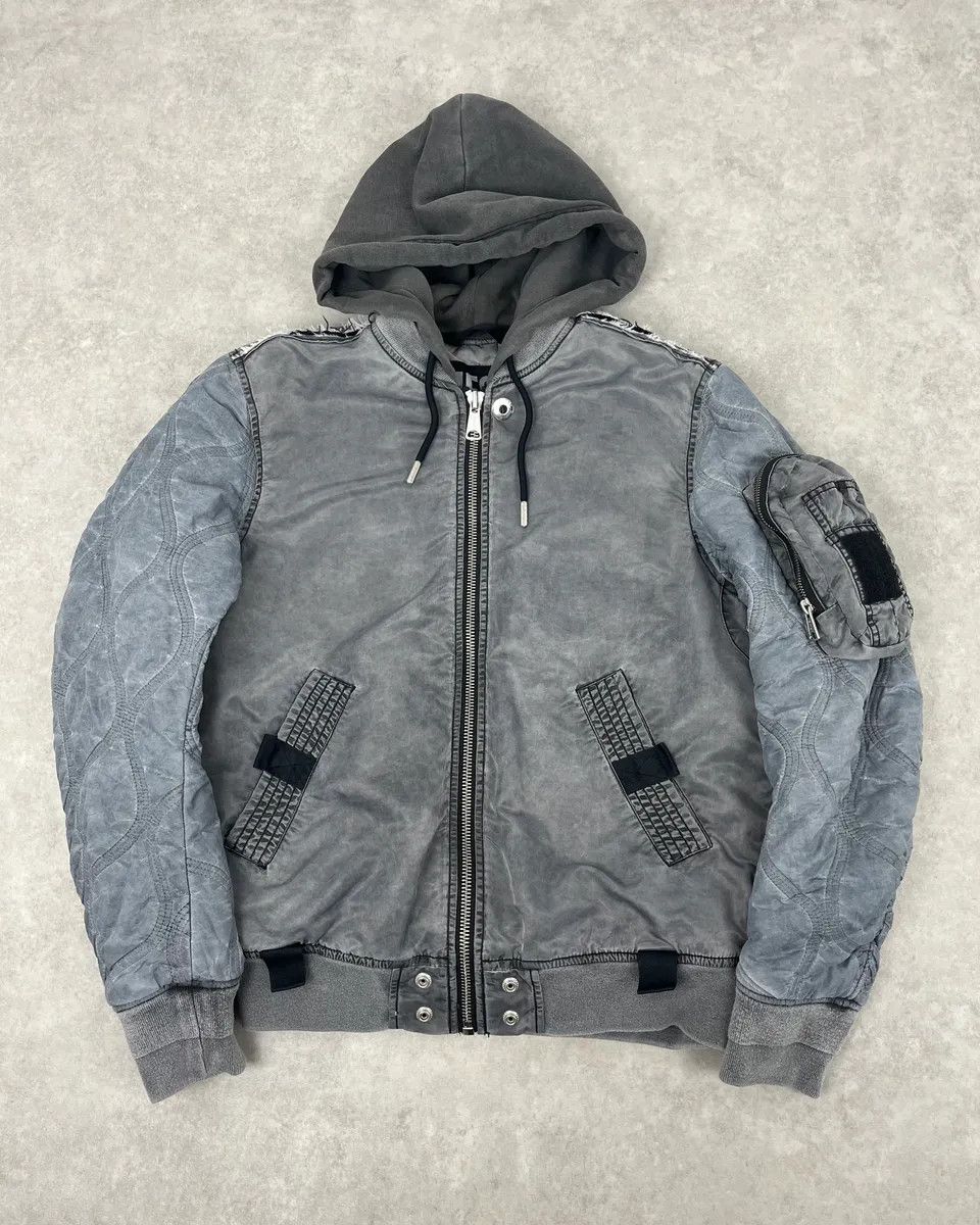 Diesel Diesel Grey Aero Hooded Bomber Jacket Size US S / EU 44-46 / 1 - 1 Thumbnail