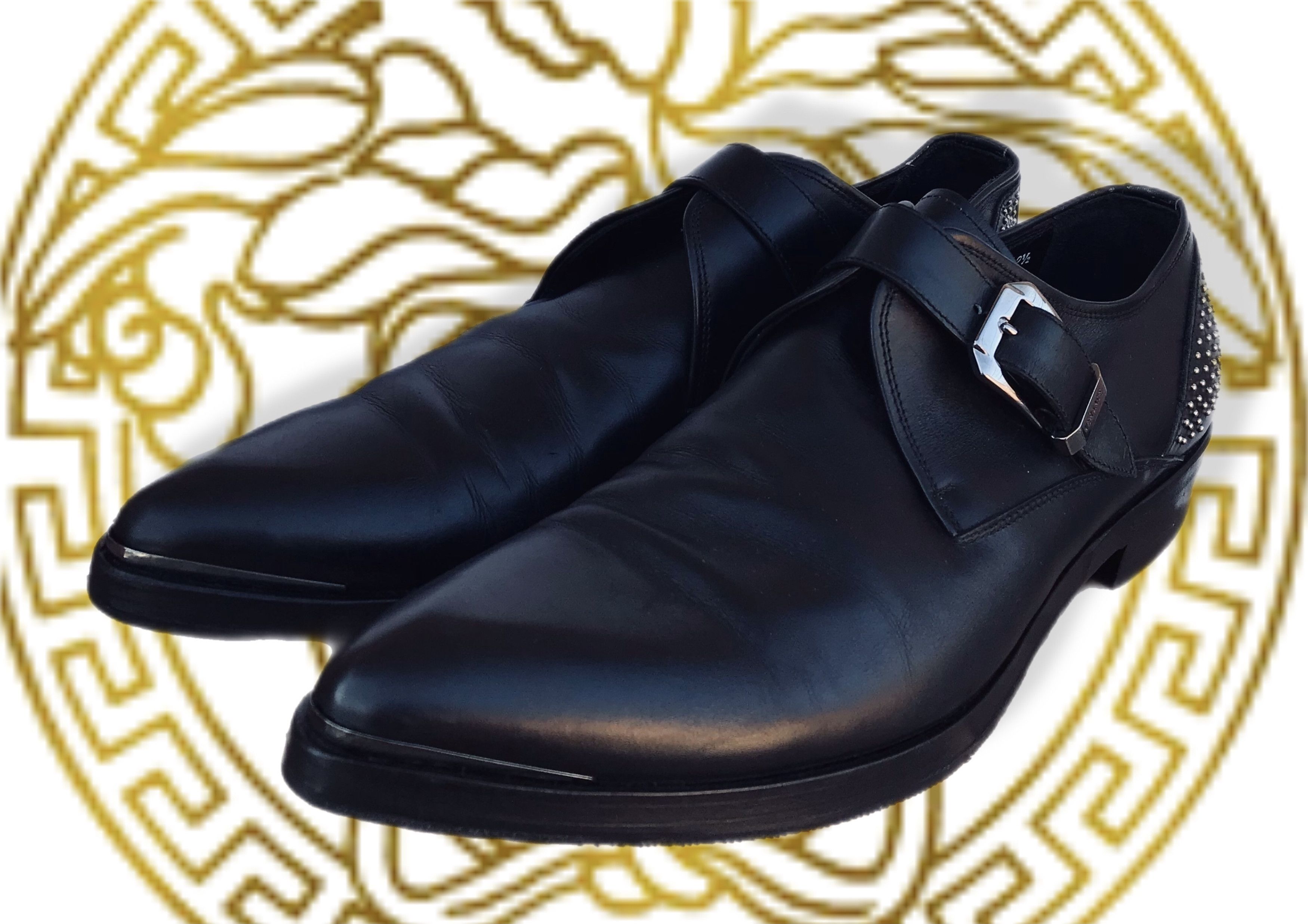 Versace Versace Monk Strap Black Leather Formal Dress Shoes Rivets Size US 9 / EU 42 - 2 Thumbnail
