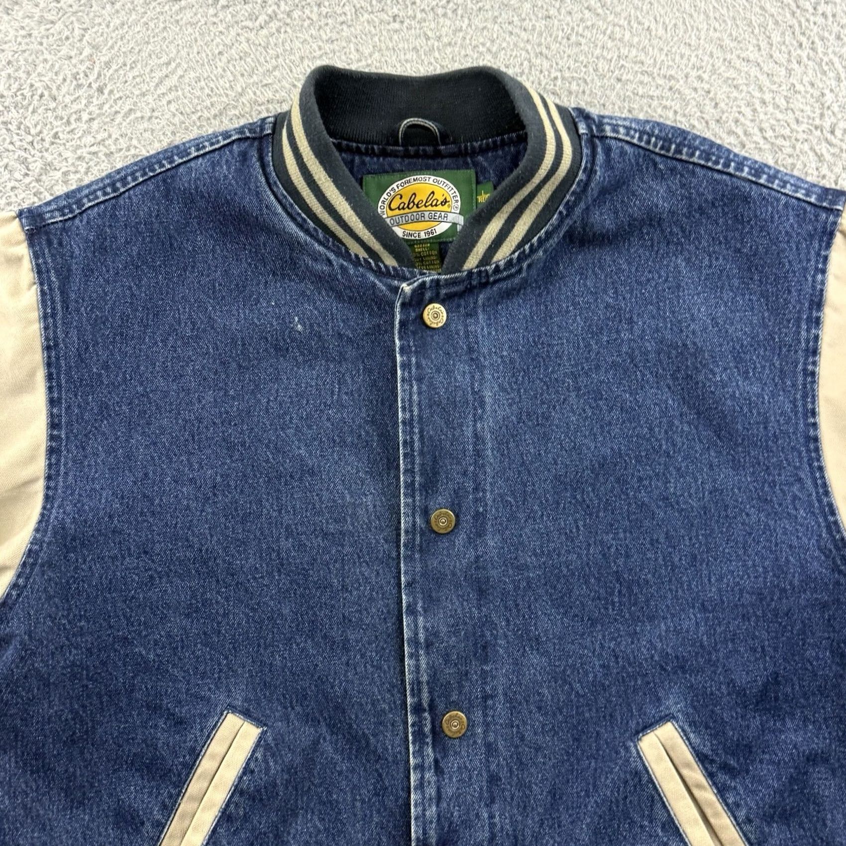Vintage VINTAGE Cabela's Jacket Men Large Blue Denim 90s Lined Snap Button Grunge Outdoor Jacket Size US L / EU 52-54 / 3 - 3 Thumbnail