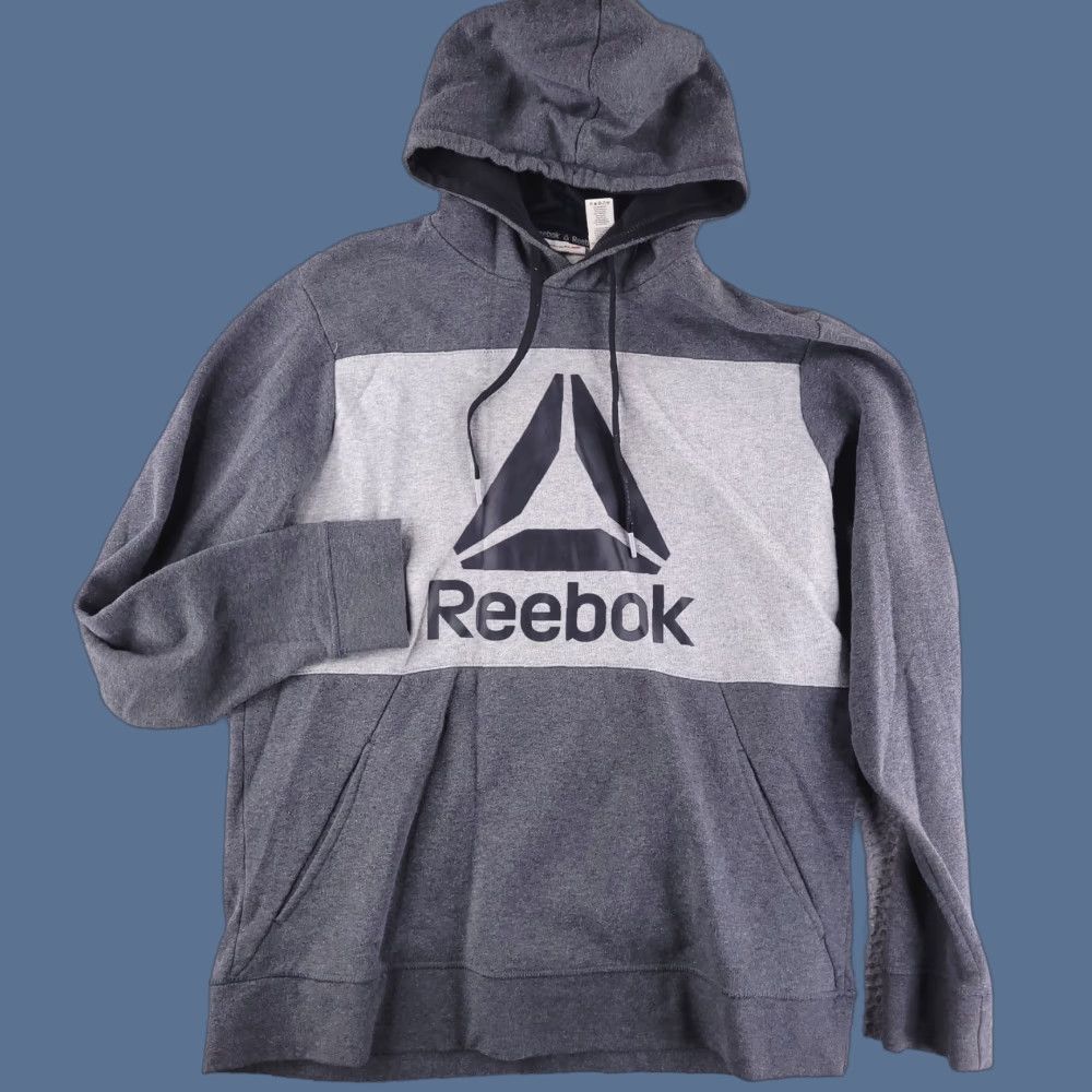 Reebok Reebok Hoodie Mens L Gray Sweatshirt Stripe Colorblock Run Gym Basic Size US L / EU 52-54 / 3 - 1 Thumbnail