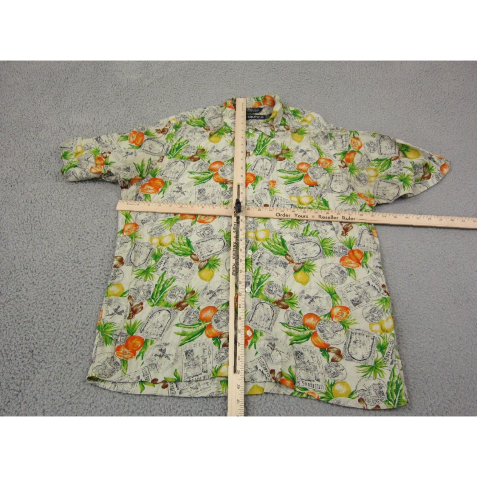 Nautica VINTAGE Nautica Shirt Adult Medium Cream Green 90s Hawaiian Lemons Camp Mens Size US M / EU 48-50 / 2 - 6 Thumbnail
