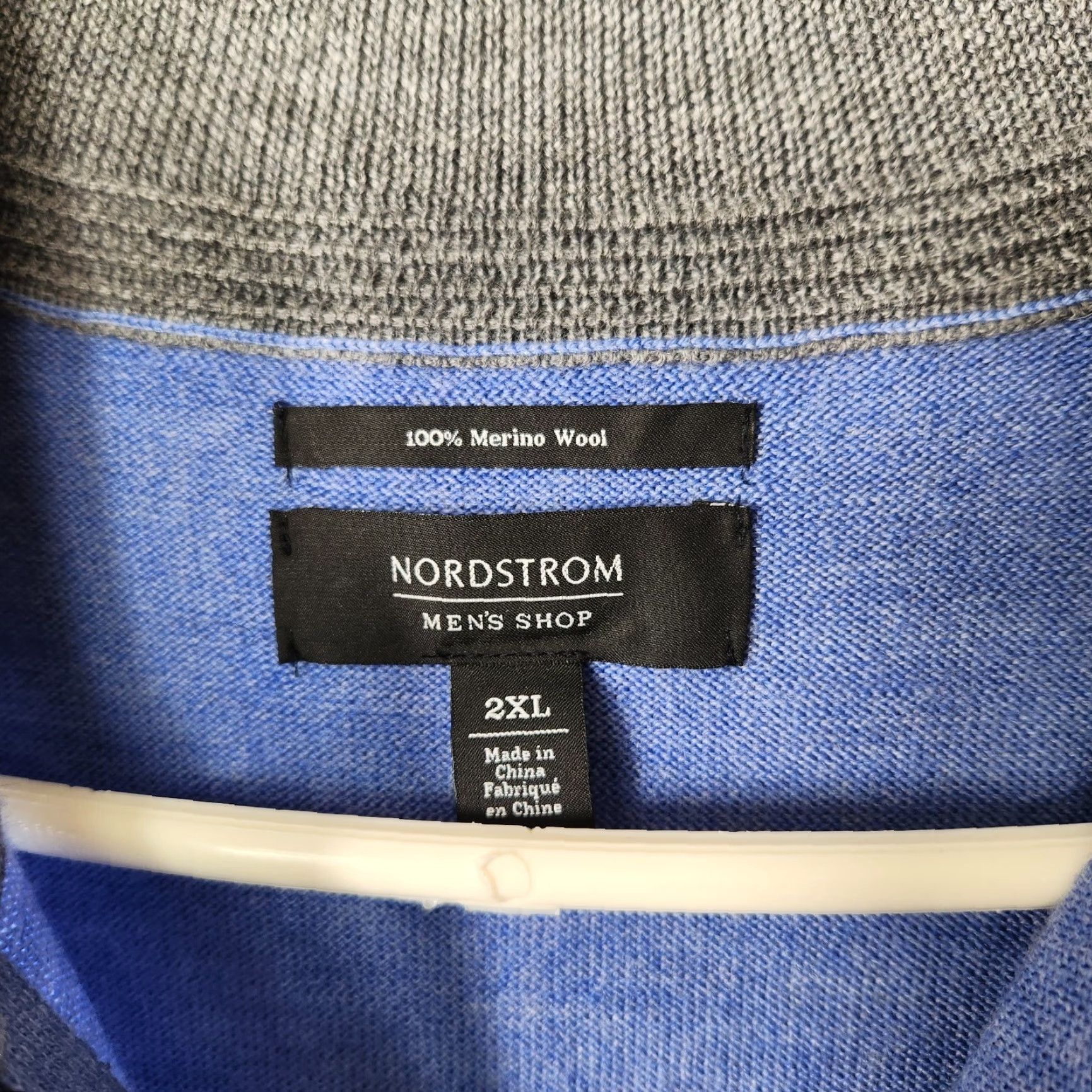 Nordstrom Nordstrom Mens Shop 100% Merino Wool Blue Quarter Zip Sweater-Size 2XL Size US XXL / EU 58 / 5 - 4 Thumbnail