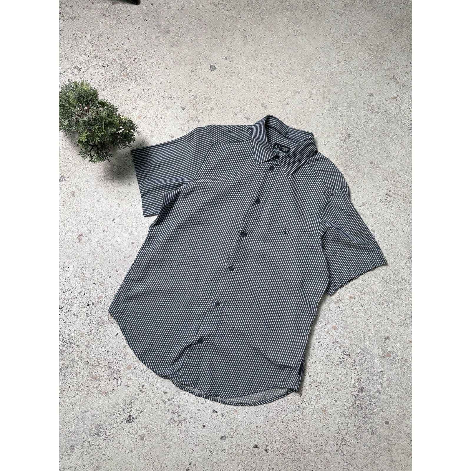 Armani Vintage Armani Jeans Button up Short Sleeve Shirt Striped Size US M / EU 48-50 / 2 - 1 Thumbnail