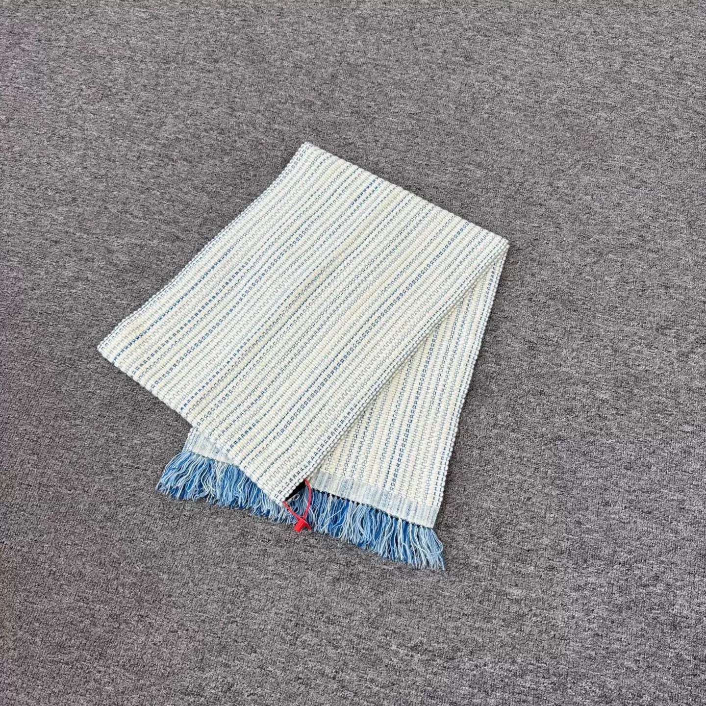 Hermes Hermes blue white vertical stripe cashmere blend scarf Size ONE SIZE - 1 Thumbnail