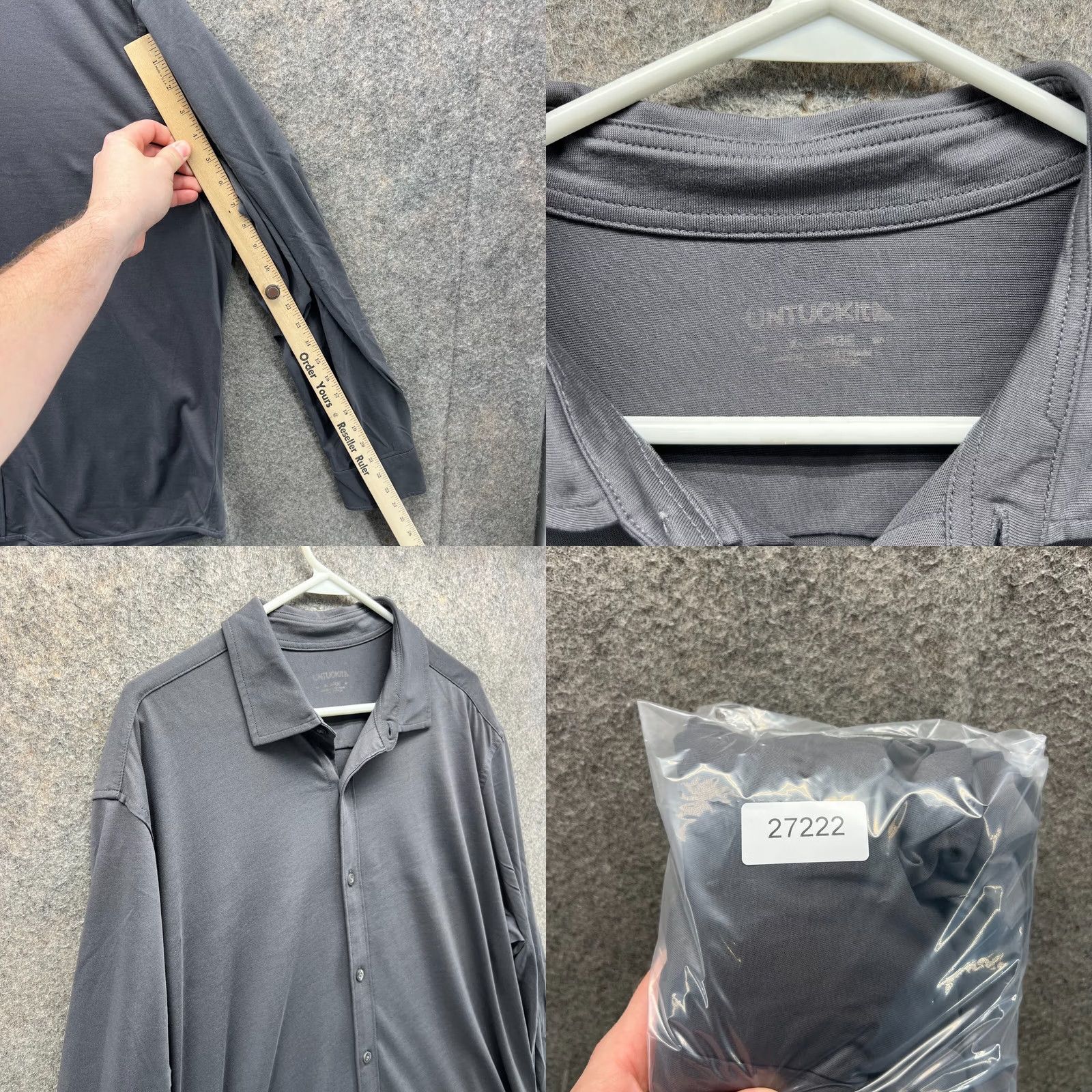 UNTUCKit UNTUCKit Shirt Men XL Adult Grey Button-Down Wrinkle Resistant Collared Long Sleeve Business Casual Formal Workwear Size US XL / EU 56 / 4 - 8 Thumbnail
