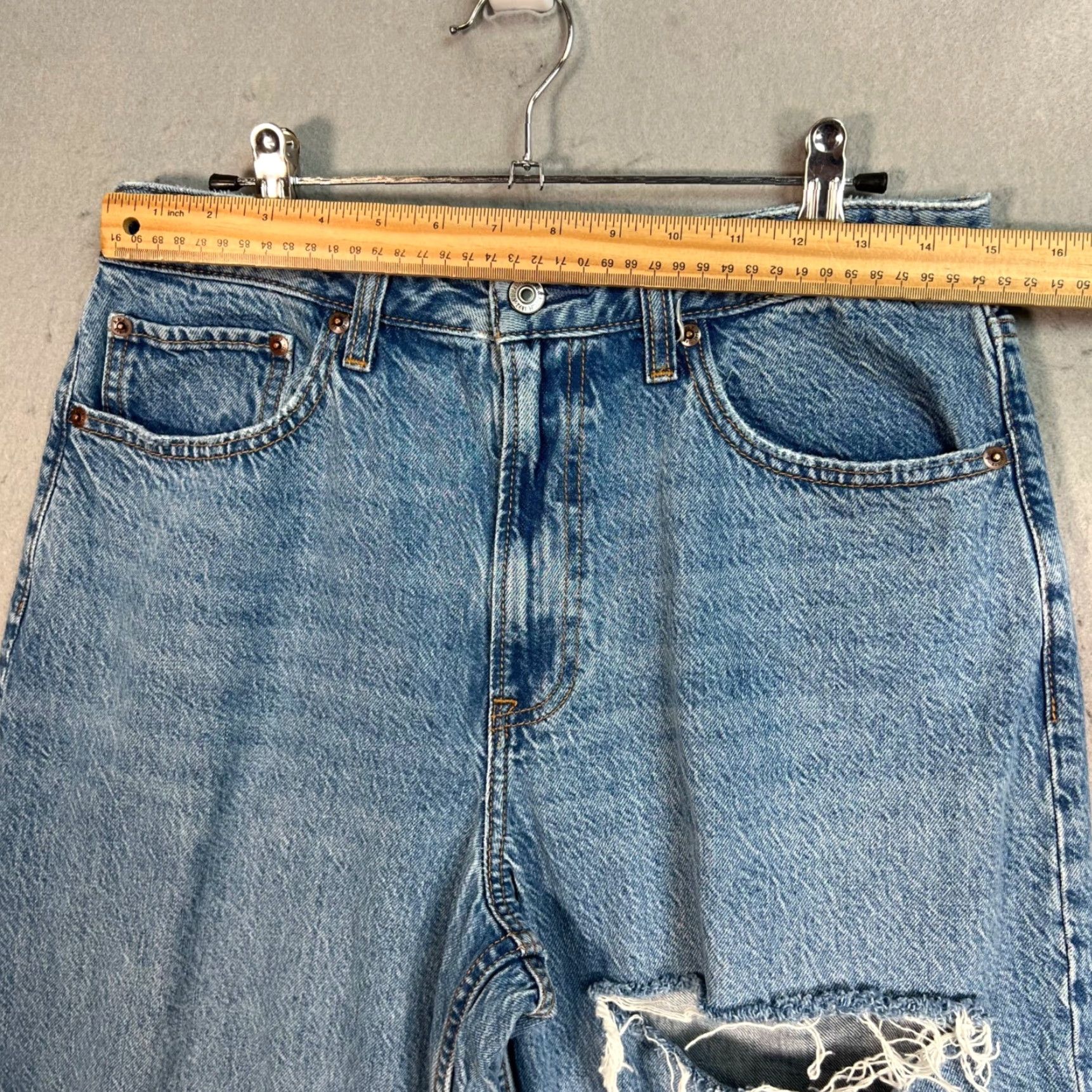 Abercrombie & Fitch ABERCROMBIE & FITCH High Rise Distressed Wide-Leg Jeans Womens 30/10 Light Wash Blue Size 30" / US 8 / IT 44 - 5 Thumbnail