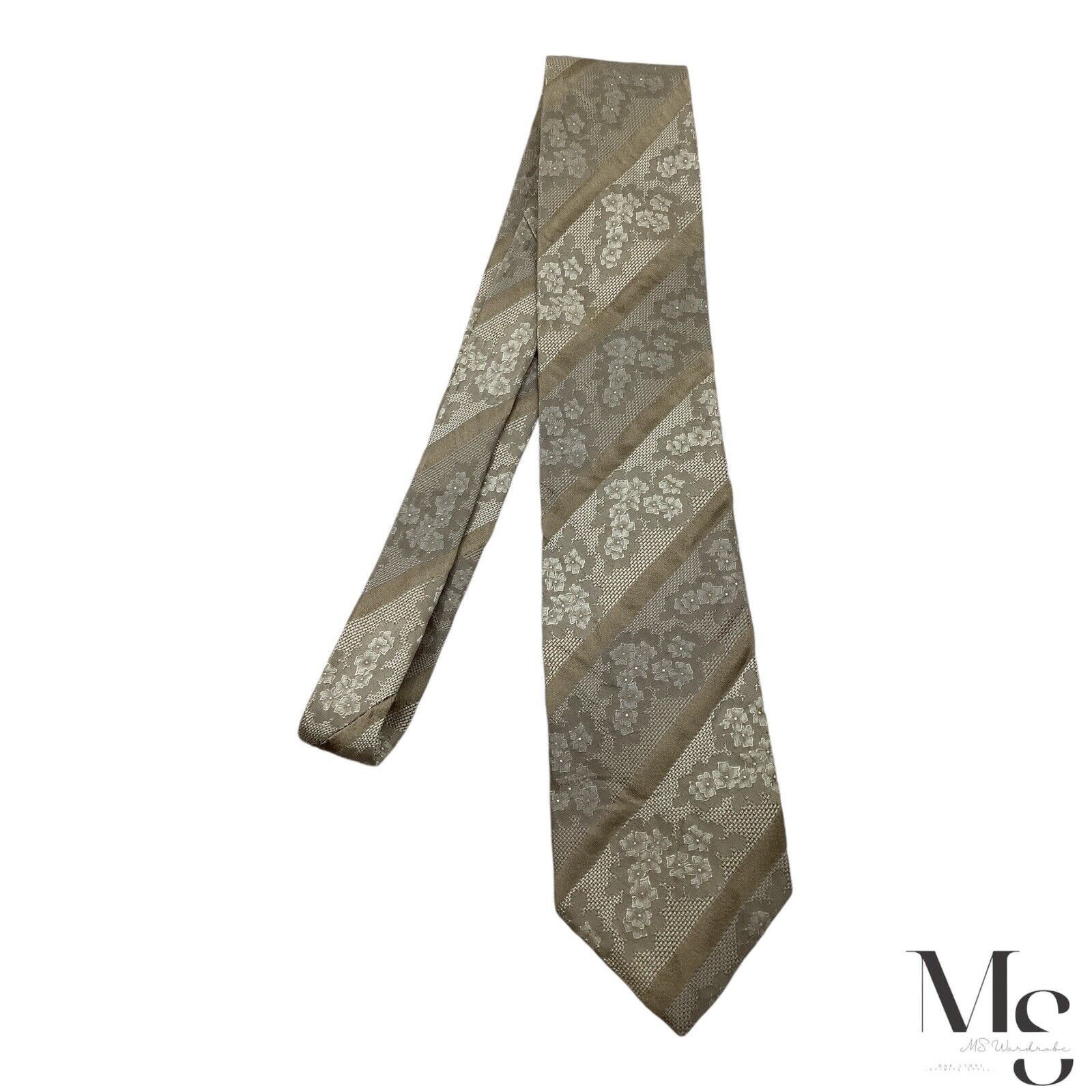 Kenzo KENZO Brown Folral Striped Luxury Silk Tie Made In Italy W: Size ONE SIZE - 6 Thumbnail