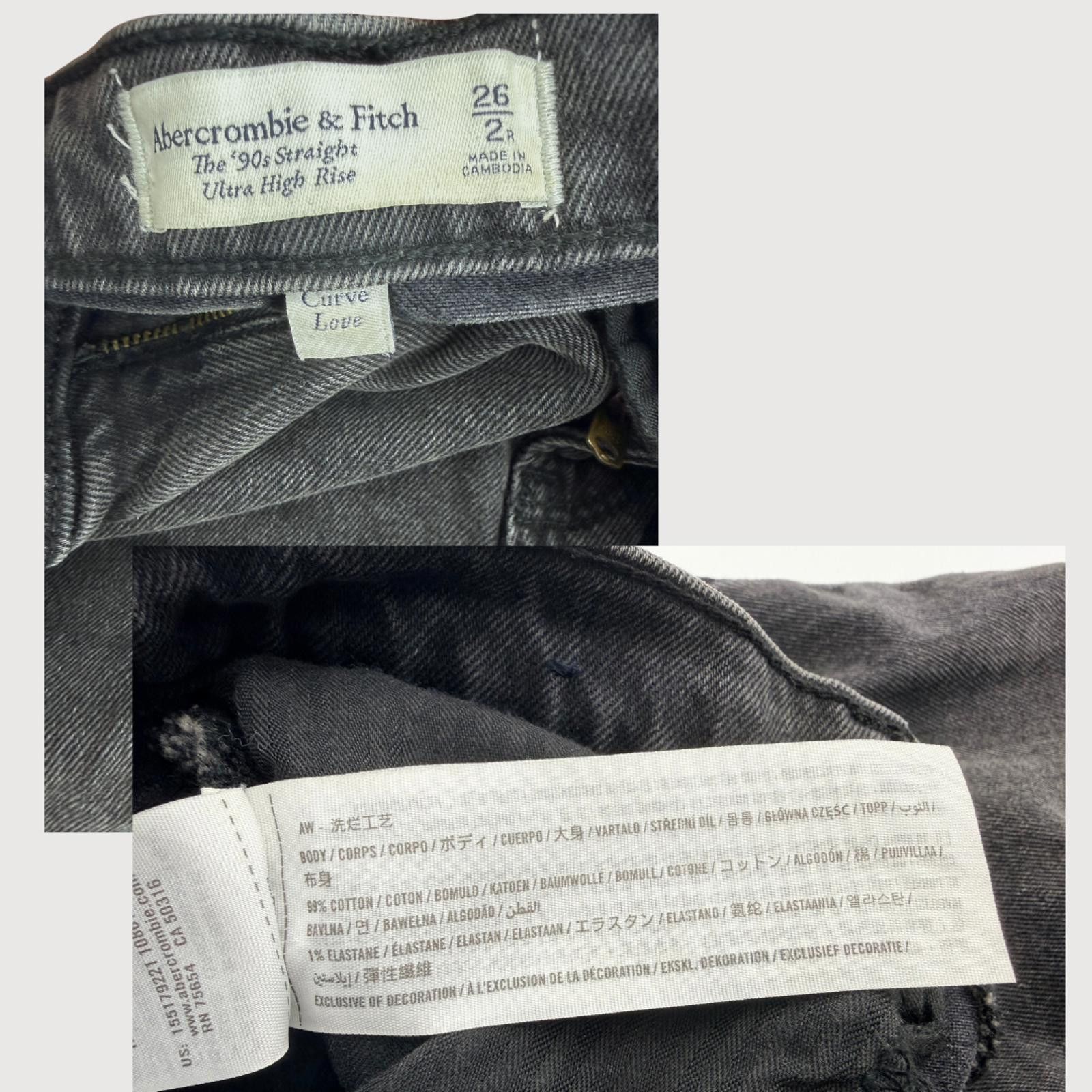 Abercrombie & Fitch Abercrombie 90s Straight Jeans High Rise Black Wash 26 Size 26" / US 2 / IT 38 - 3 Thumbnail