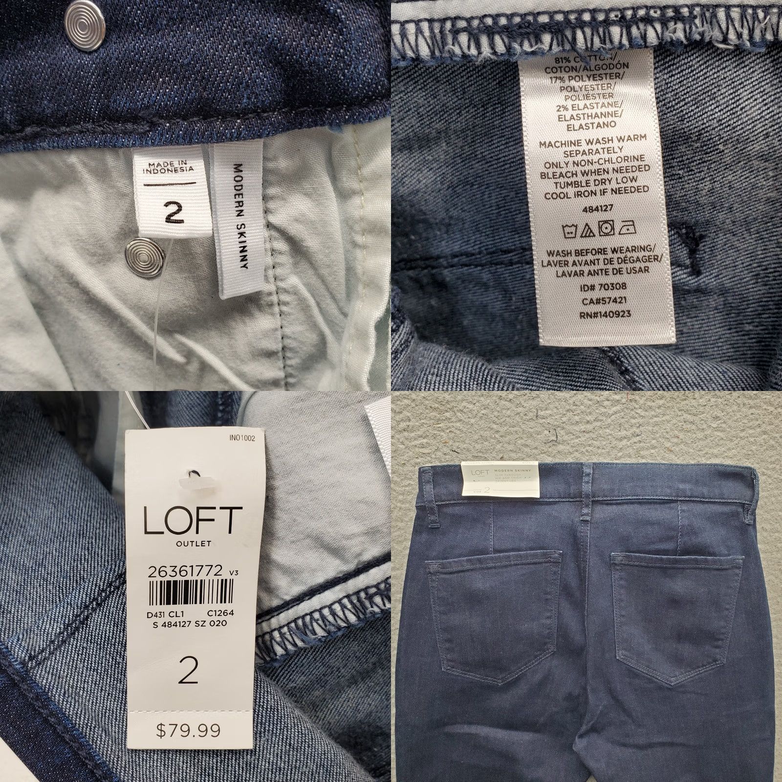 Loft LOFT Jeans Womens 2 Blue Modern Skinny Denim Slim Fit Nautical Button Detail Size 26" / US 2 / IT 38 - 8 Thumbnail