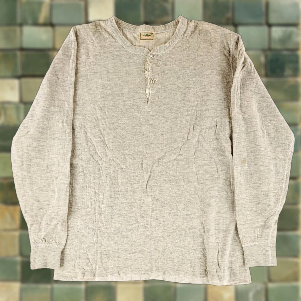 Vintage VINTAGE LL Bean River Driver's Shirt Cotton Wool Nylon Blend Henley Shirt Cream Mens L White Casual Men Size US L / EU 52-54 / 3 - 1 Thumbnail