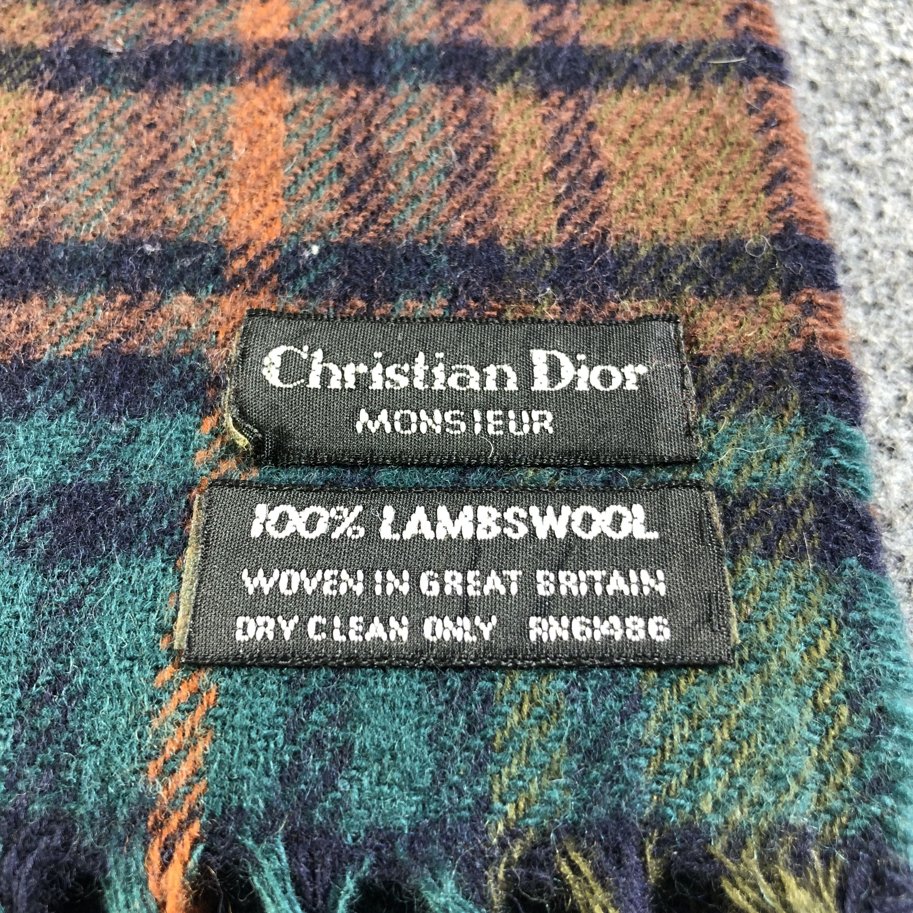 Christian Dior Monsieur Christian Dior Tartan Wool Scarf Muffler V2679 Size ONE SIZE - 4 Thumbnail