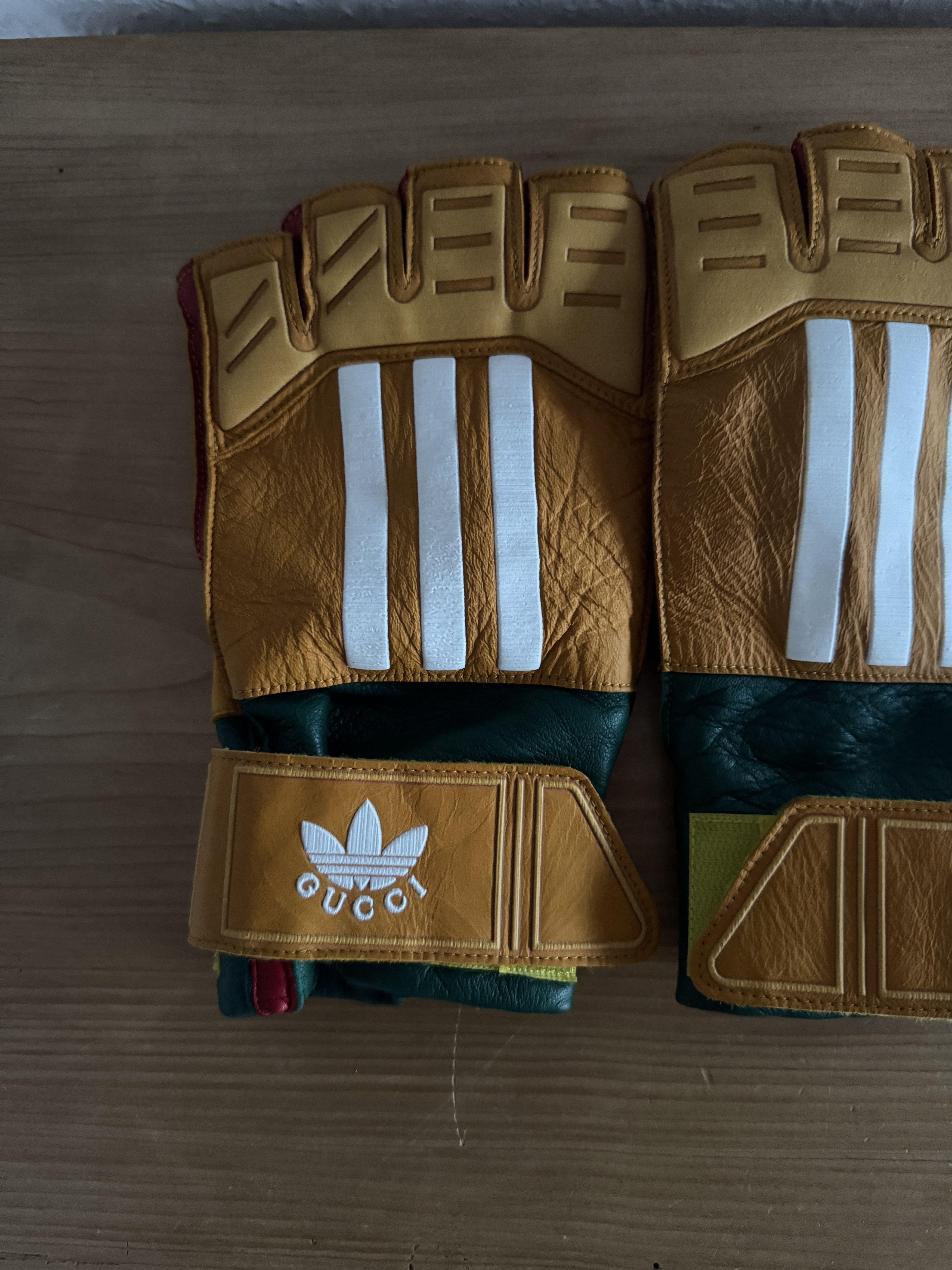 Adidas × Gucci Yellow Leather Gloves Size ONE SIZE - 3 Thumbnail
