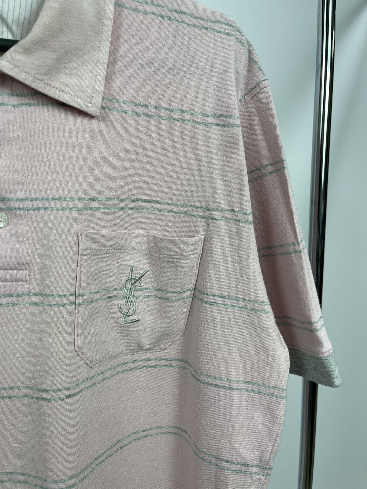 Yves Saint Laurent Yves Saint Laurent Polo Size L Big Logo Vintage 90s Pink Size US L / EU 52-54 / 3 - 2 Thumbnail