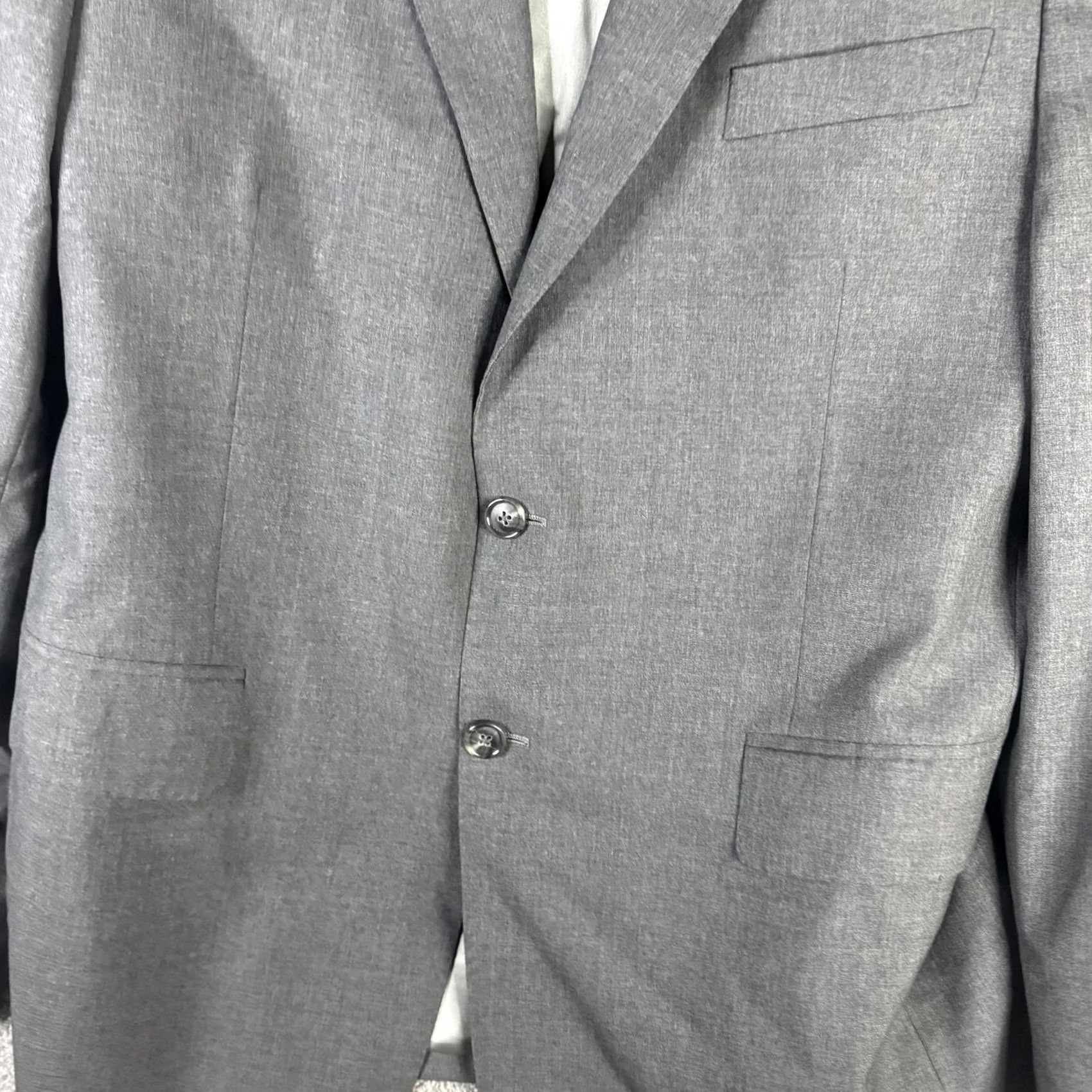 Vintage Vitale Barberis Canonico Gray Wool Blazer Mens L Notch Lapel Single-Breasted 4-Button Cuffs Classic Fit Jacket Size 42R - 6 Thumbnail