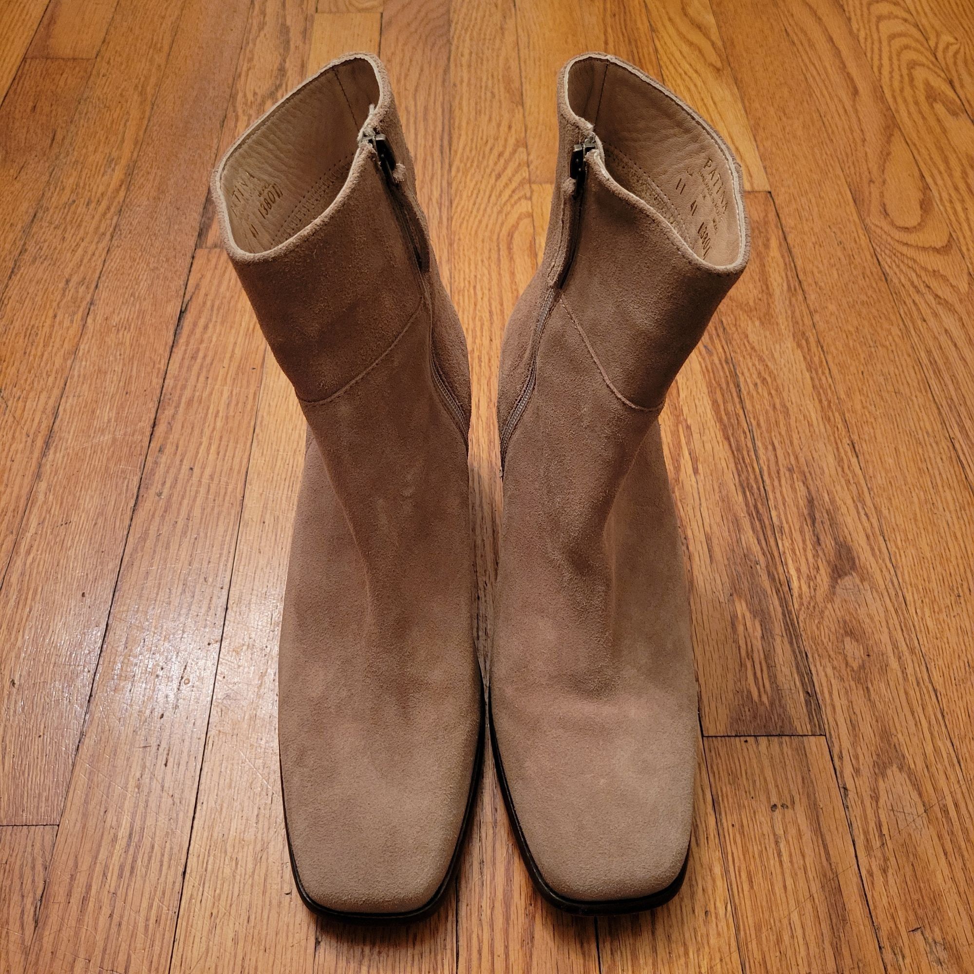 Portland Leather Patina 11 Suede Ankle Boots 41 VERO Square Toe Handmade Port Size US 11 / IT 41 - 2 Thumbnail