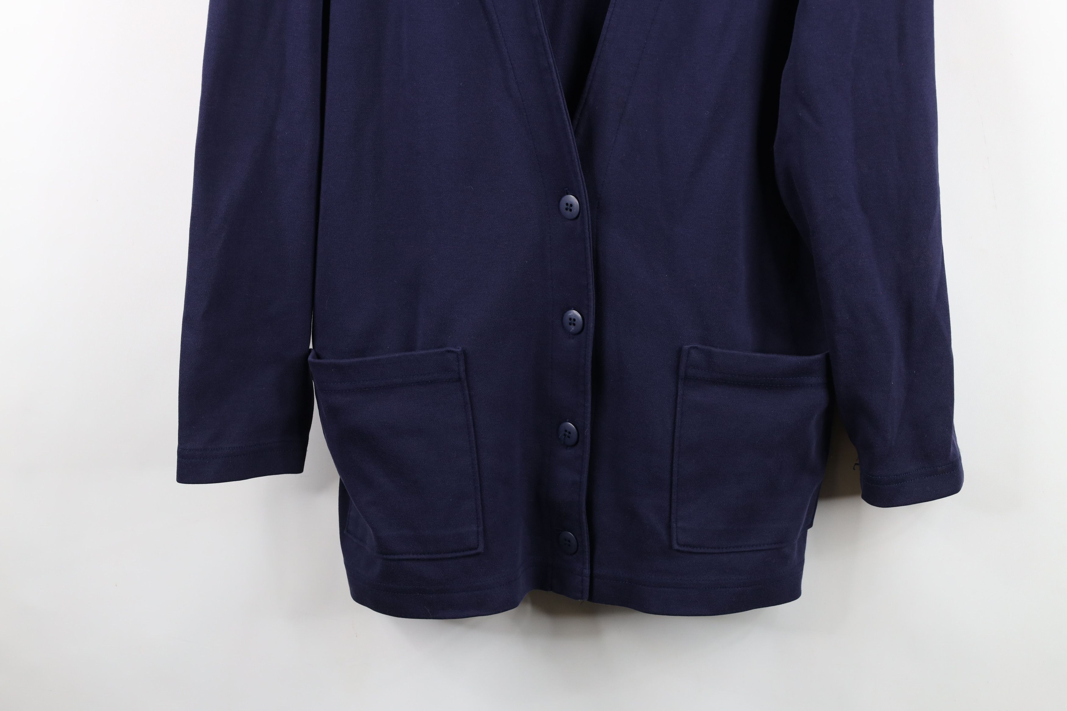 Lands' End Vintage 90s Lands End Cardigan Sweater Navy Blue Cotton Size L / US 10 / IT 46 - 3 Thumbnail