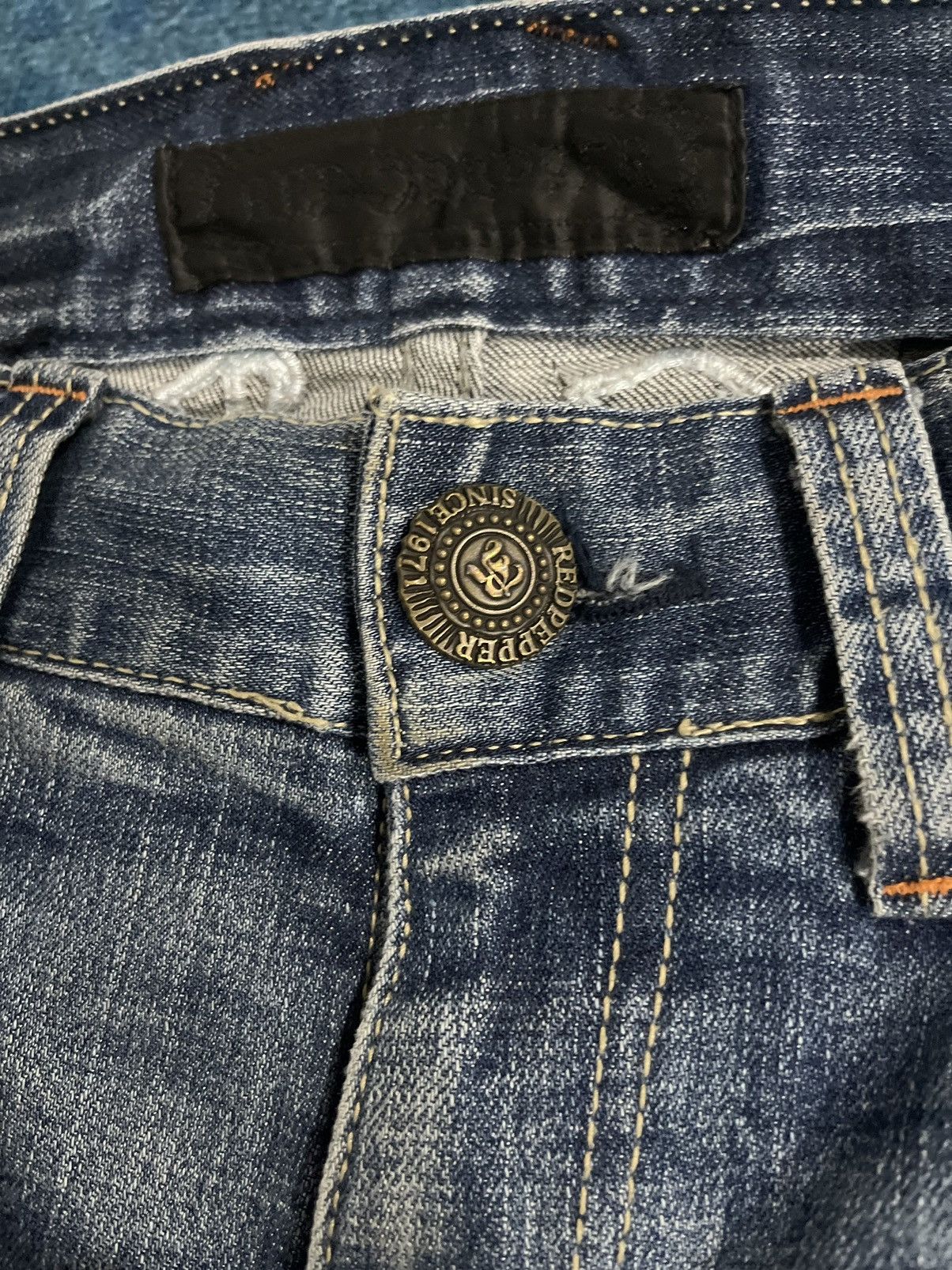 Japanese Brand VINTAGE RED PEPPER JAPAN&CO EMBROIDERY LOGO DENIM JEANS Size US 34 / EU 50 - 10 Thumbnail