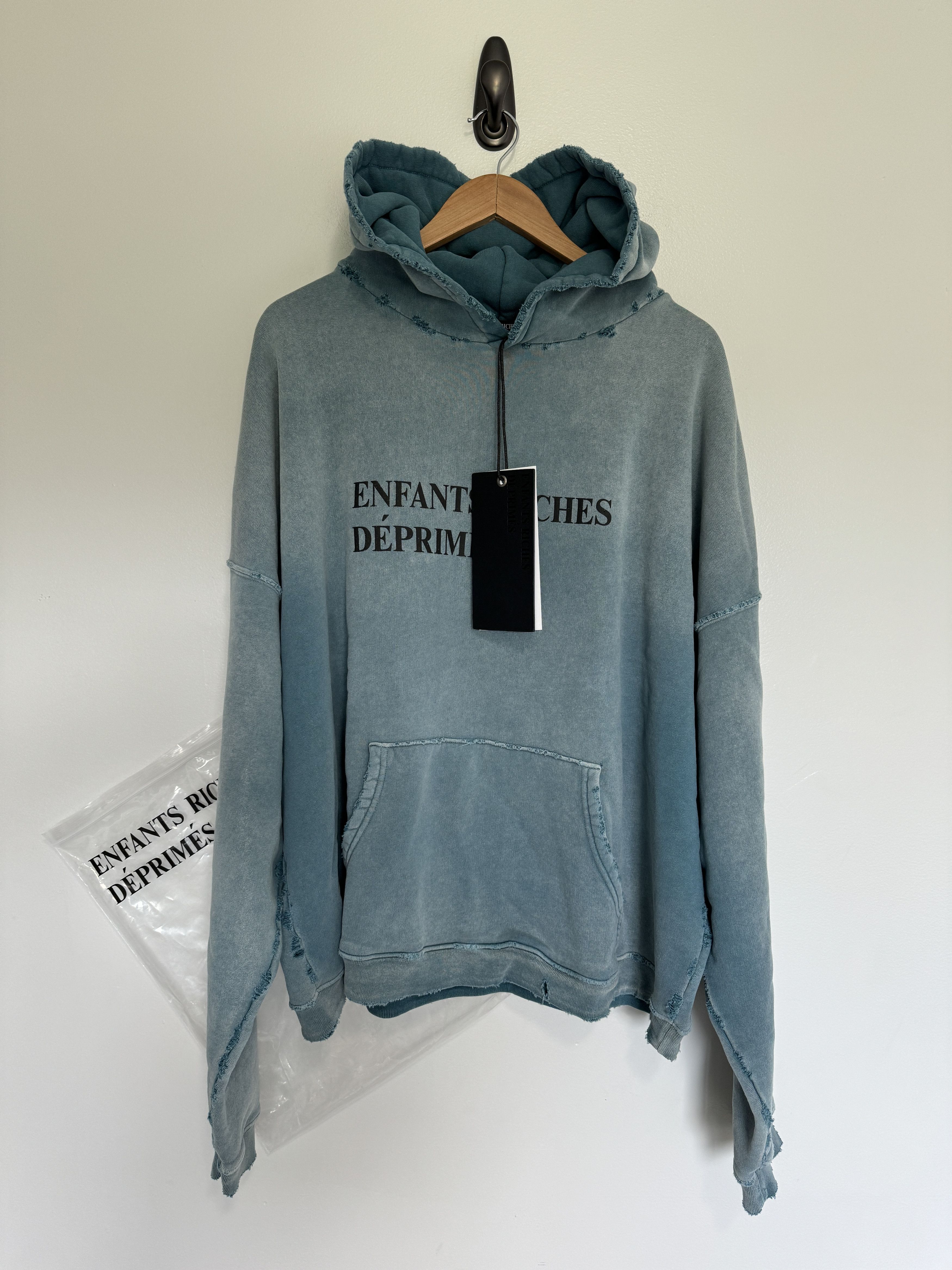 image of Enfants Riches Deprimes Logo Hoodie Sun Faded Aqua New , Men's (Size 2XL)