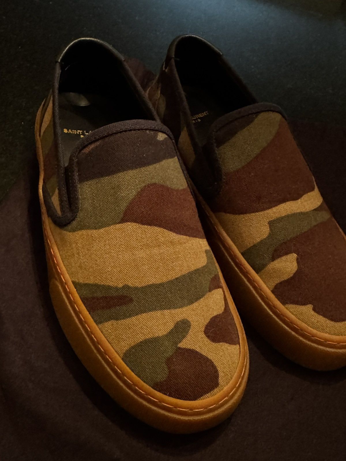 Saint Laurent Paris Men’s Saint Laurent Paris Camo Slip-ons Size US 8 / EU 41 - 15 Thumbnail