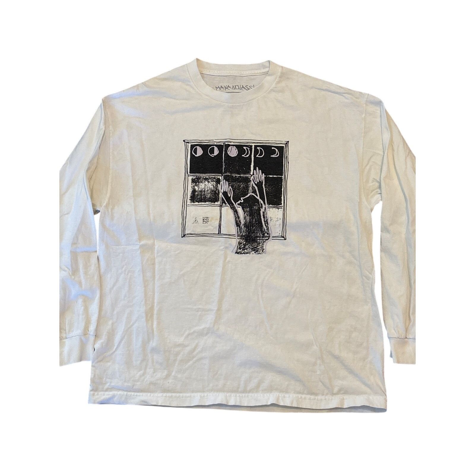 Other Maka Lassi thrashed skate shirt moon cycle white stained XL Size US XL / EU 56 / 4 - 1 Thumbnail