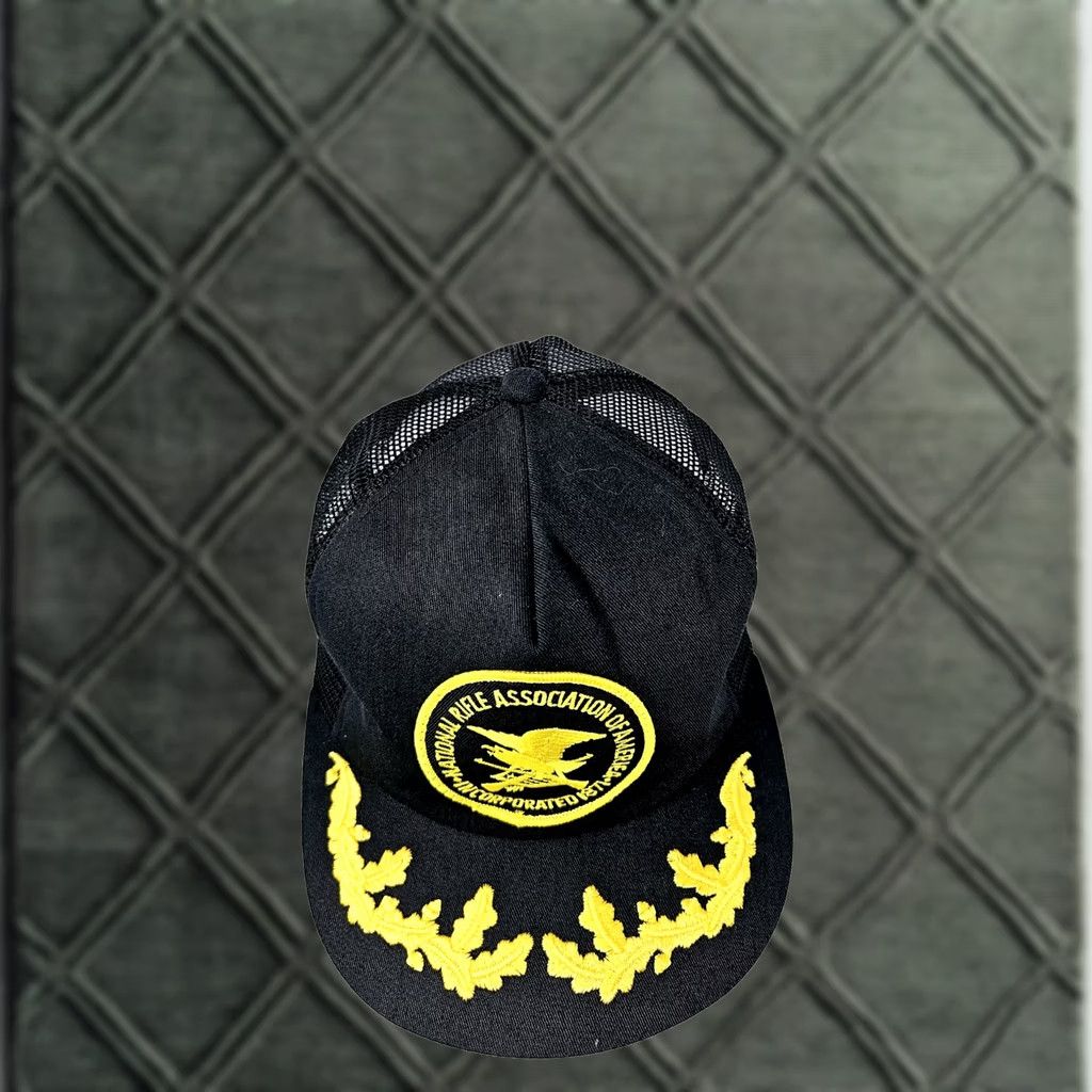 Vintage VINTAGE Winston Cigarette Snapback Hat Black Gold Nylon Trucker  Promo Logo Ad Hat Mens Adjustable Black Gold Nylon Trucker Snapback